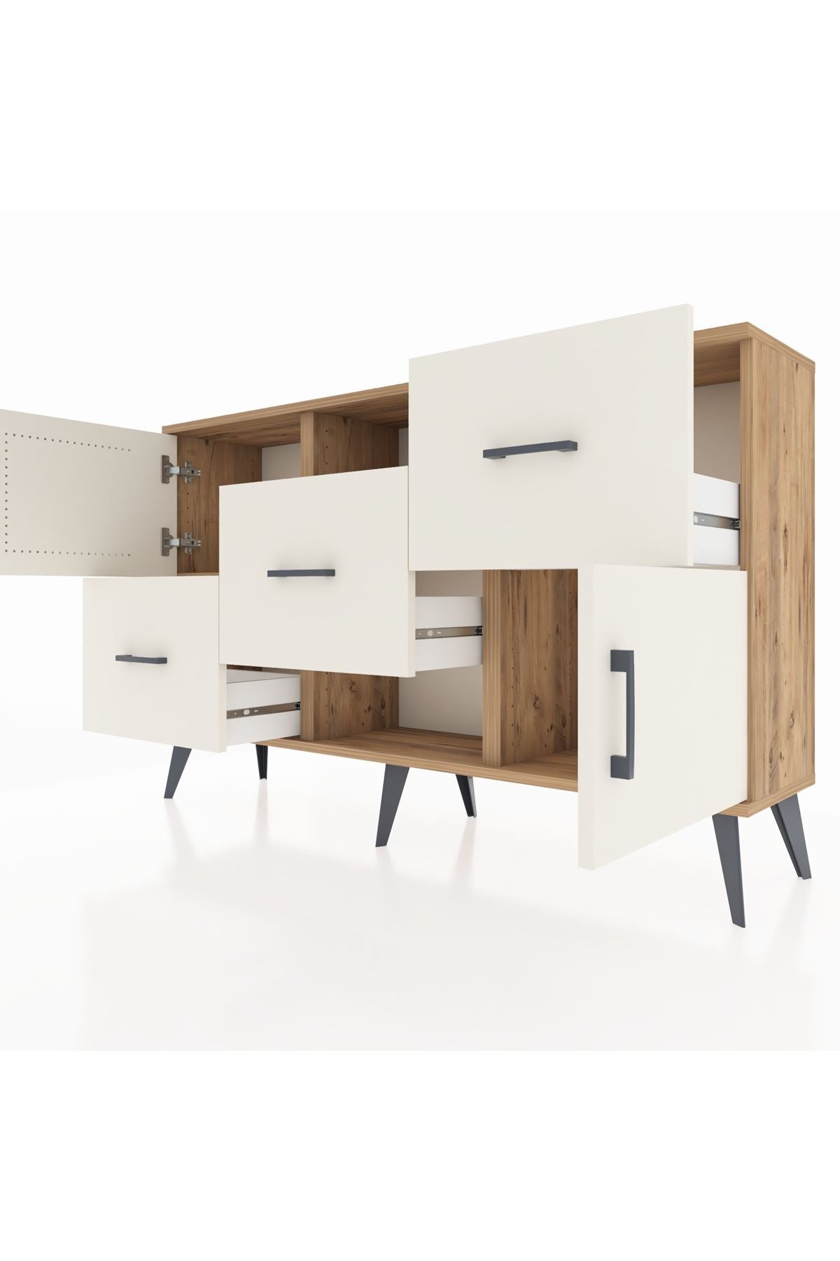 Arges Konsol 2 Raflı 3 Çekmeceli 2 Kapaklı 132x30x83 - S144M006V22A