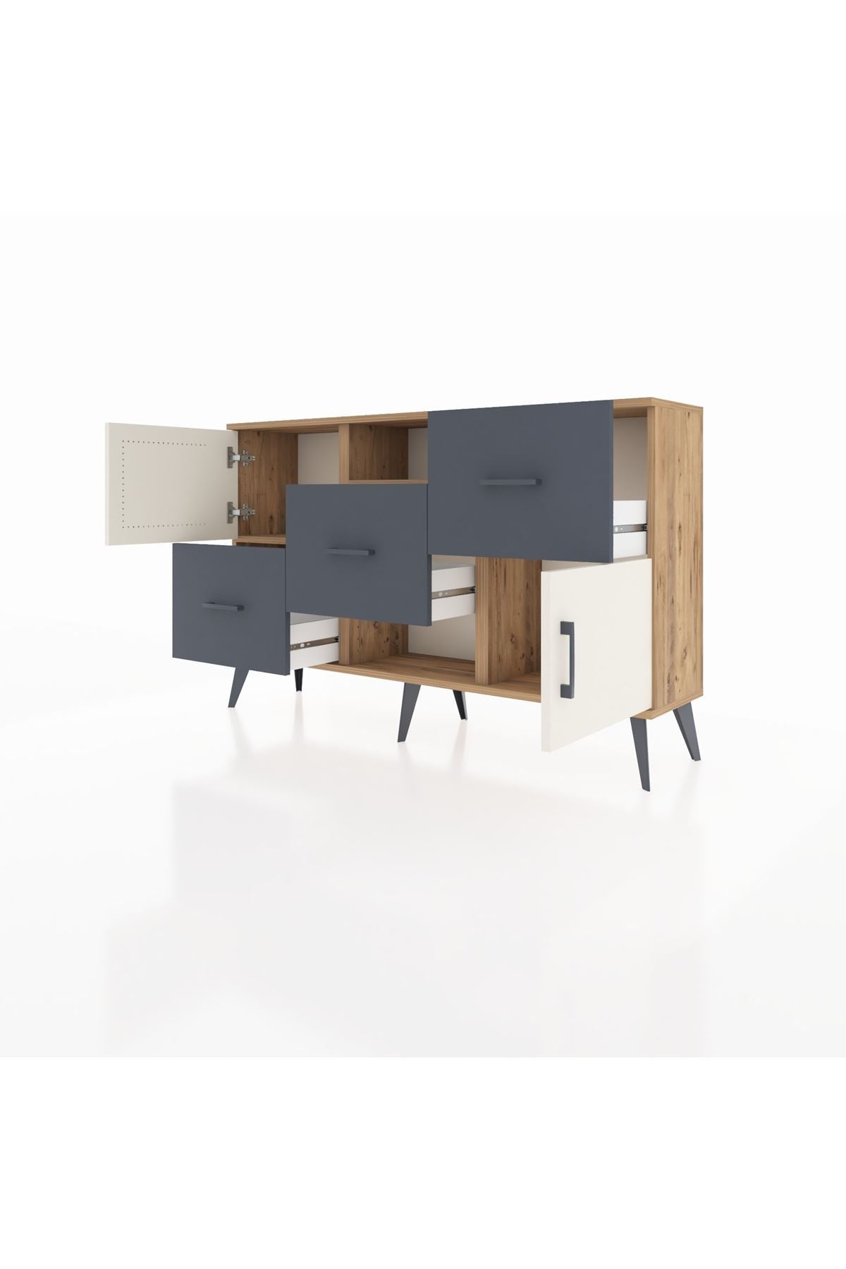 Arges Konsol 2 Raflı 3 Çekmeceli 2 Kapaklı 132x30x83 - S144M006V23A