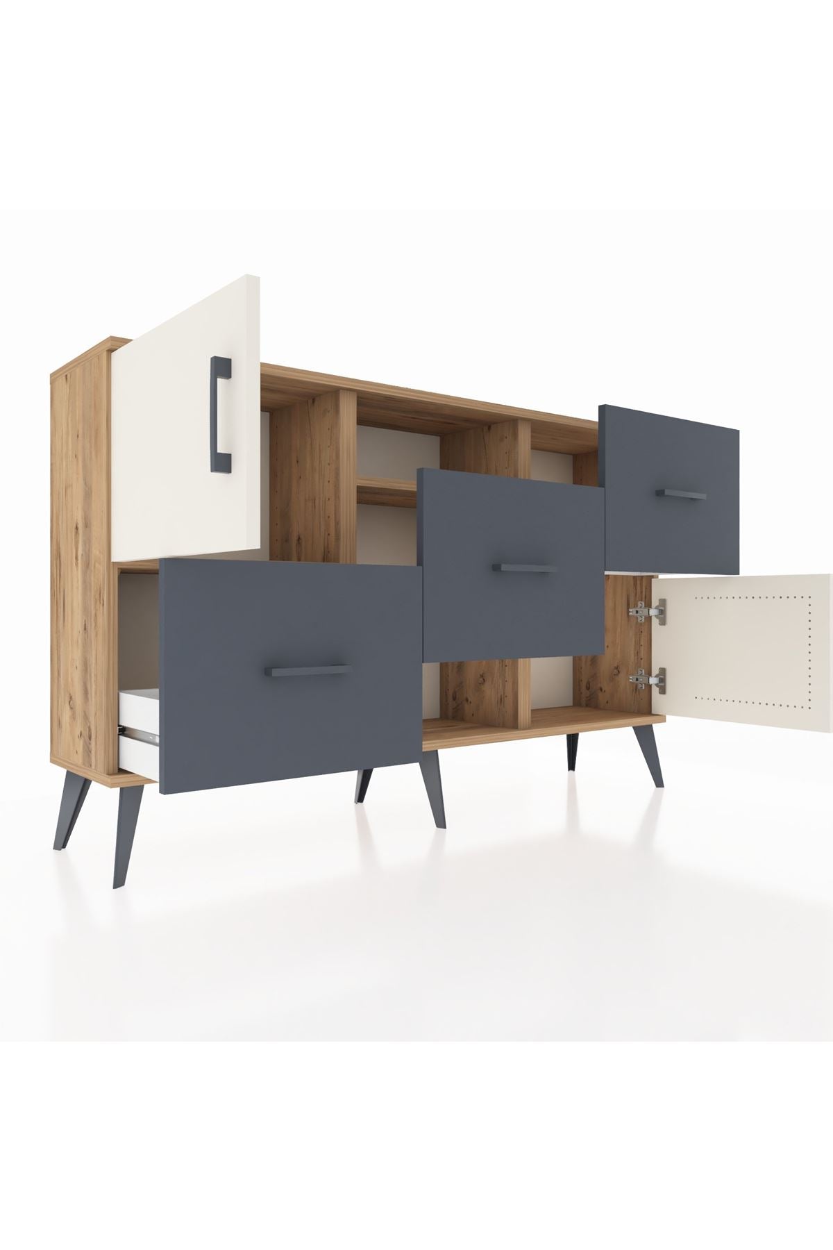 Arges Konsol 2 Raflı 3 Çekmeceli 2 Kapaklı 132x30x83 - S144M006V23A