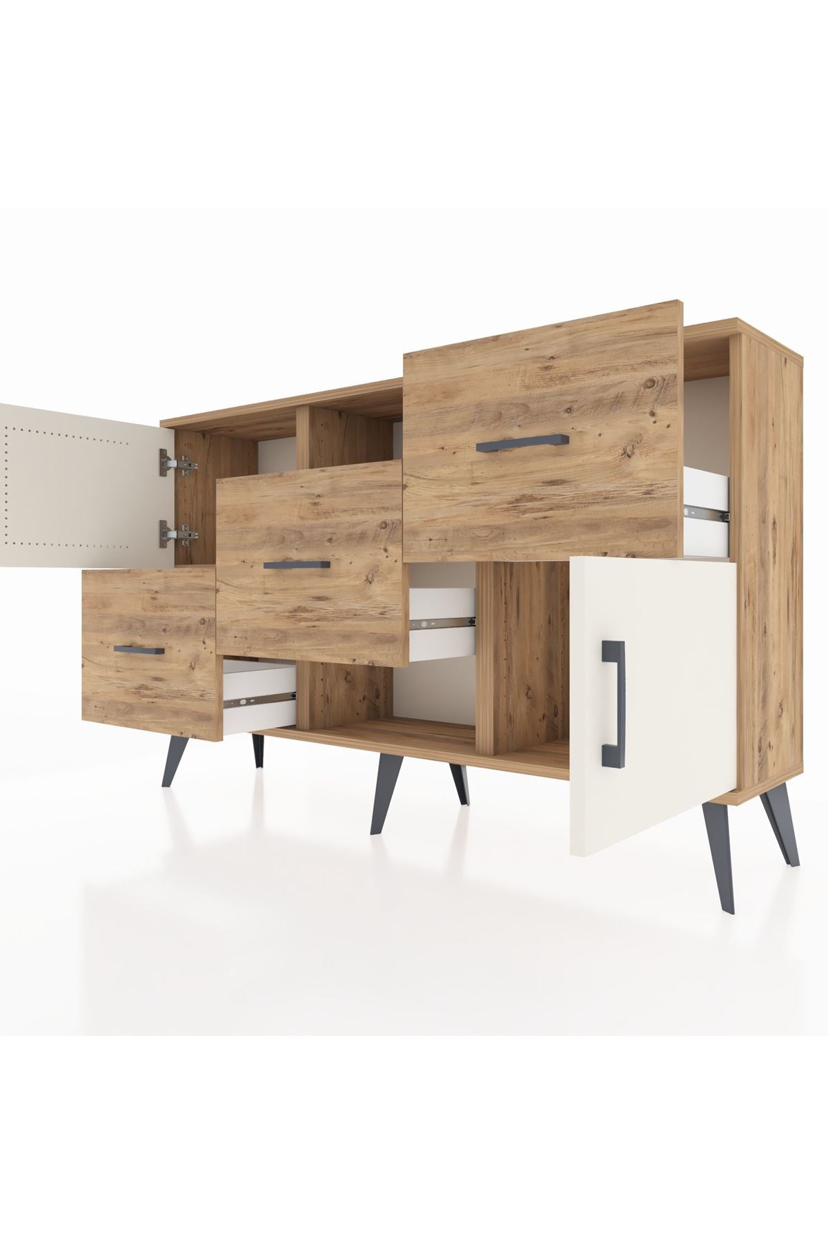 Arges Konsol 2 Raflı 3 Çekmeceli 2 Kapaklı 132x30x83 - S144M006V24A