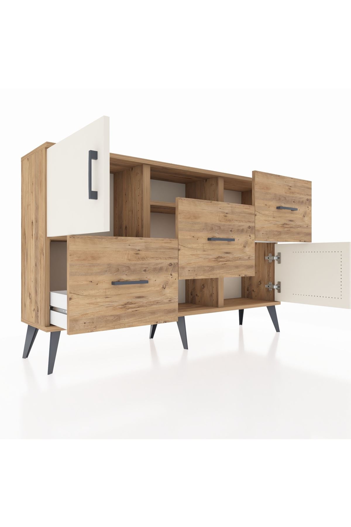 Arges Konsol 2 Raflı 3 Çekmeceli 2 Kapaklı 132x30x83 - S144M006V24A