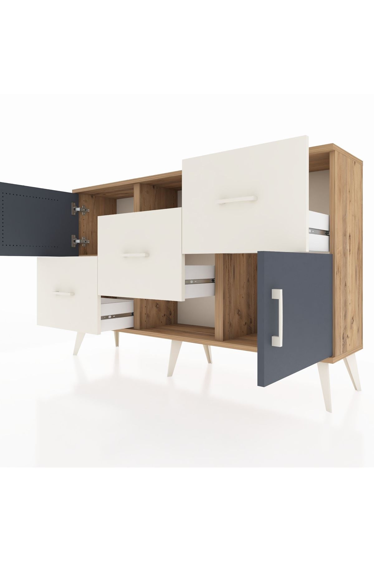 Arges Konsol 2 Raflı 3 Çekmeceli 2 Kapaklı 132x30x83 - S144M006V25A