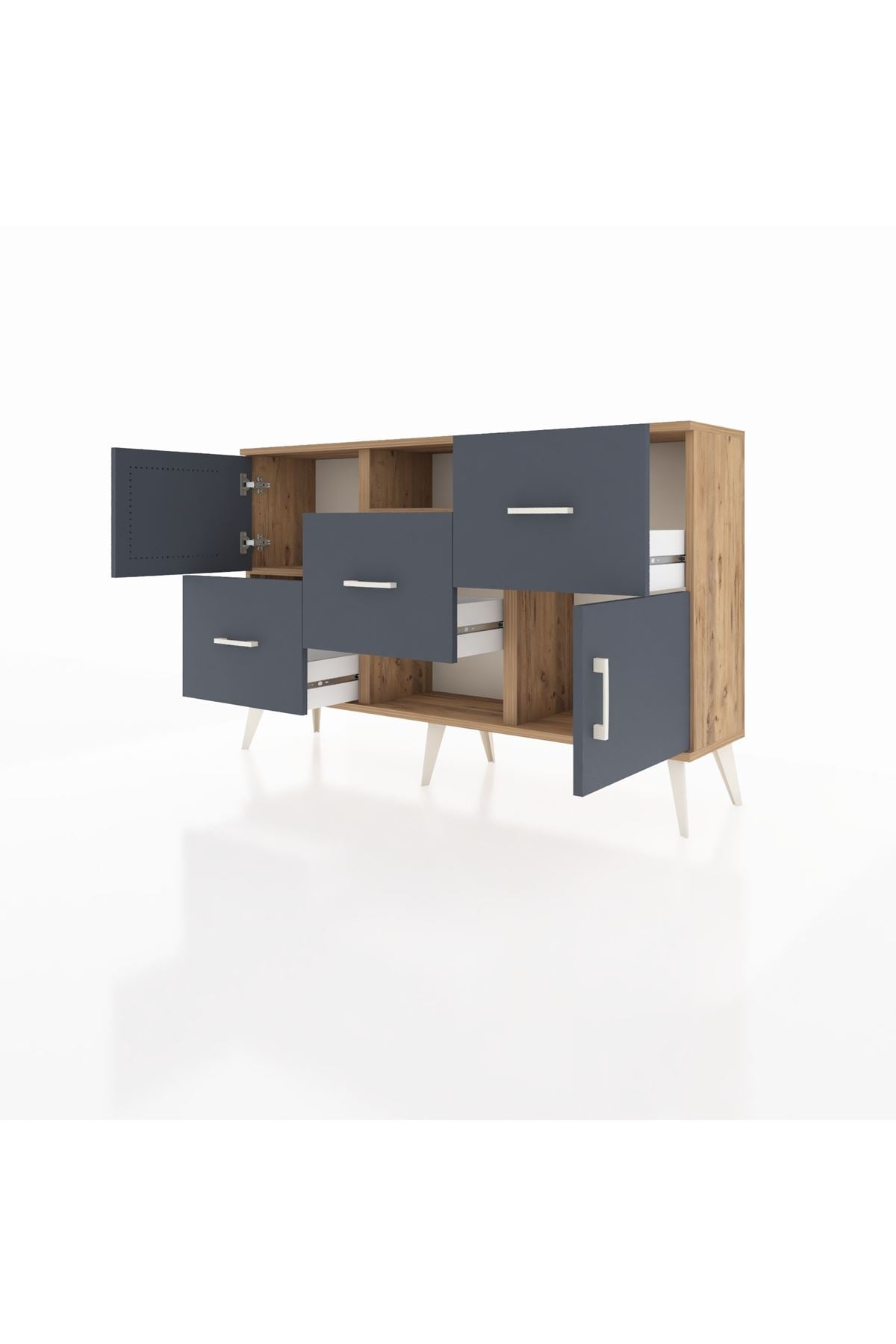 Arges Konsol 2 Raflı 3 Çekmeceli 2 Kapaklı 132x30x83 - S144M006V26A