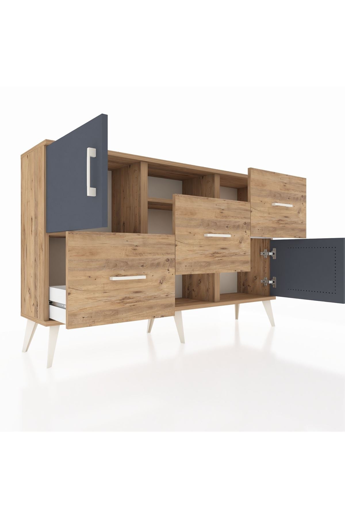 Arges Konsol 2 Raflı 3 Çekmeceli 2 Kapaklı 132x30x83 - S144M006V27A