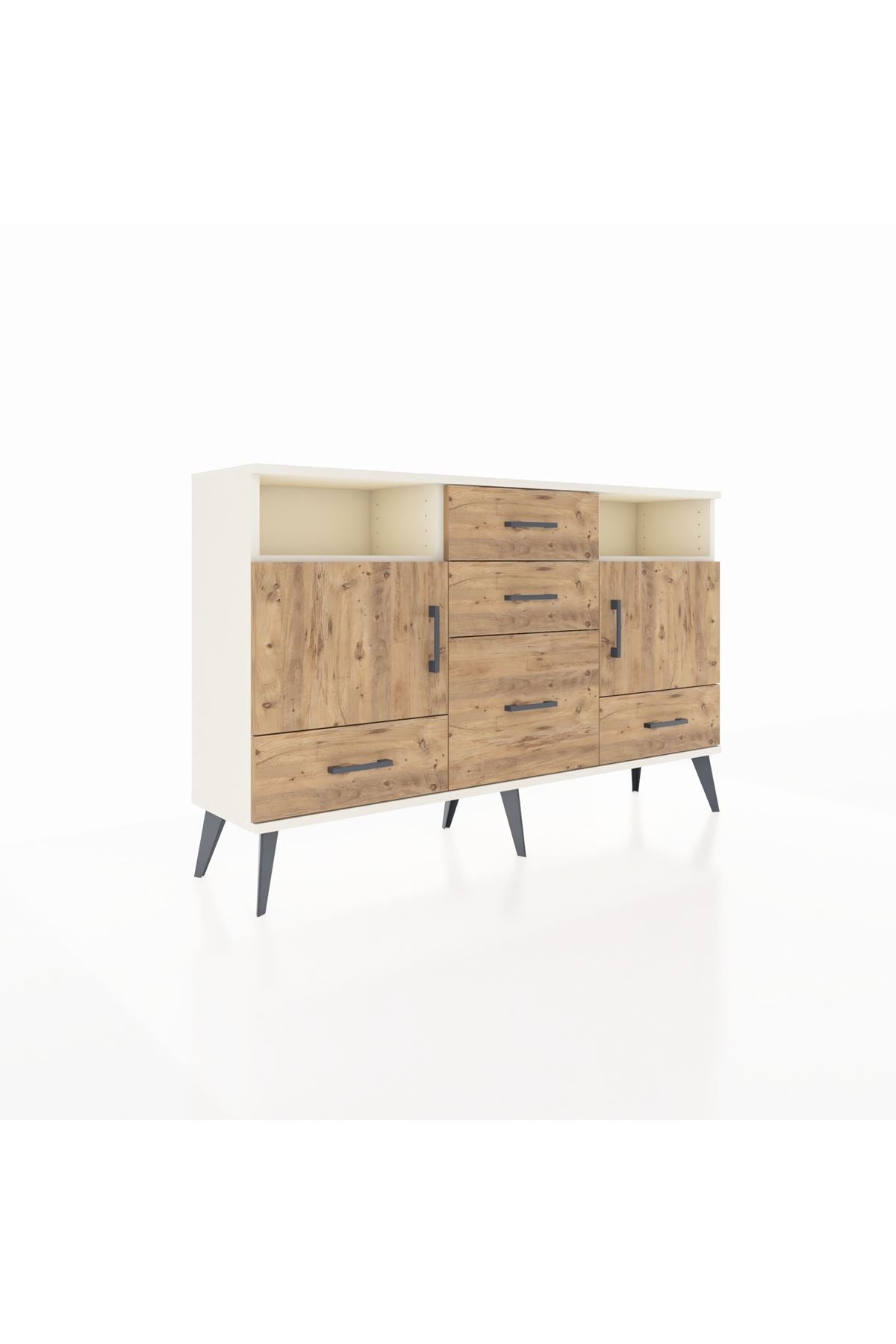 Arges Konsol 4 Raflı 5 Çekmeceli 2 Kapaklı 132x30x83 - S144M007V03A