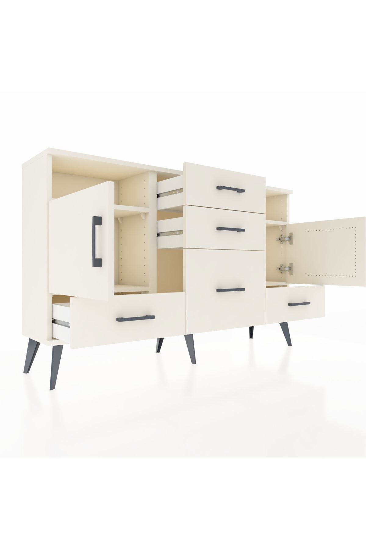 Arges Konsol 4 Raflı 5 Çekmeceli 2 Kapaklı 132x30x83 - S144M007V04A
