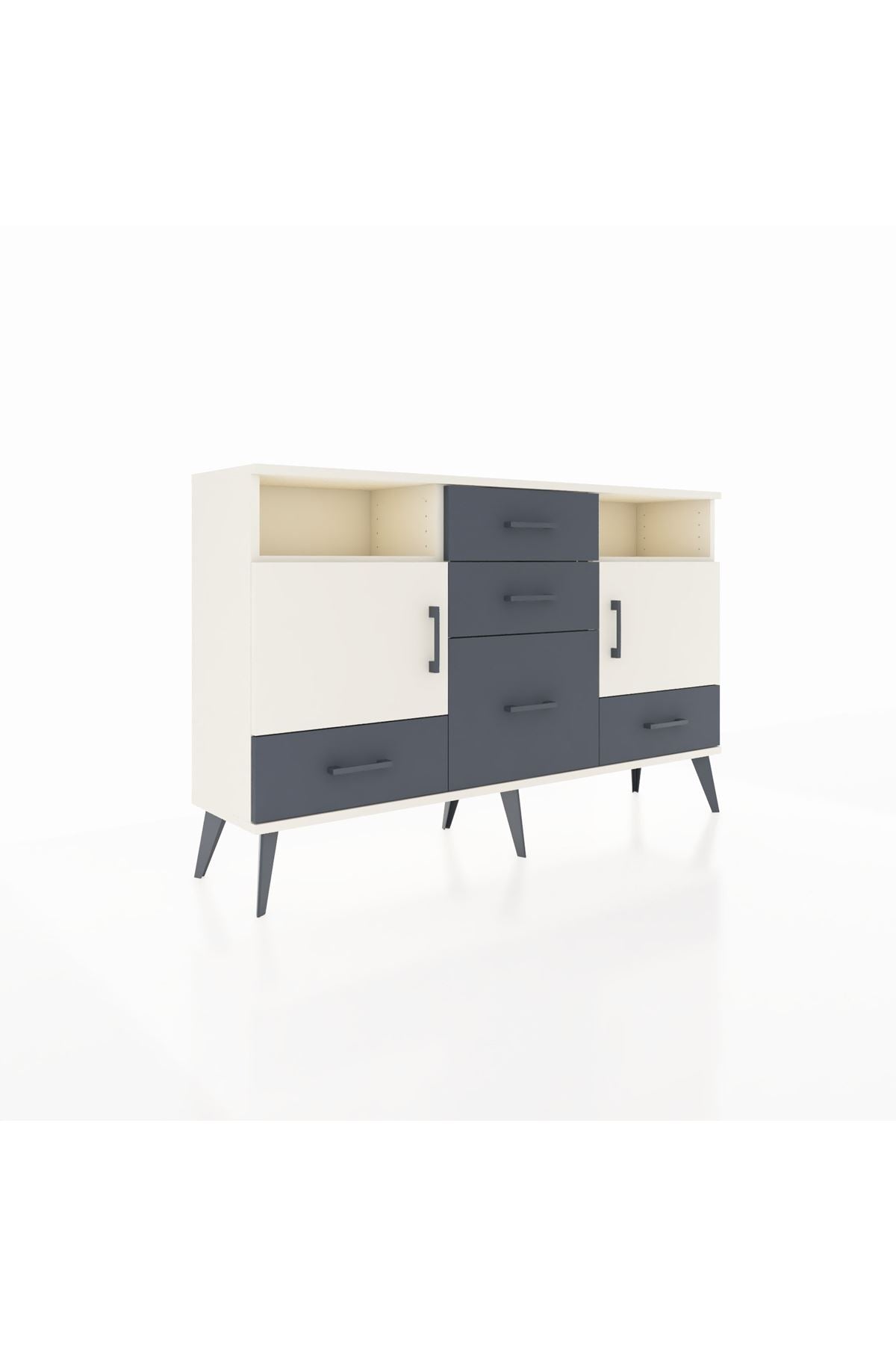 Arges Konsol 4 Raflı 5 Çekmeceli 2 Kapaklı 132x30x83 - S144M007V05A