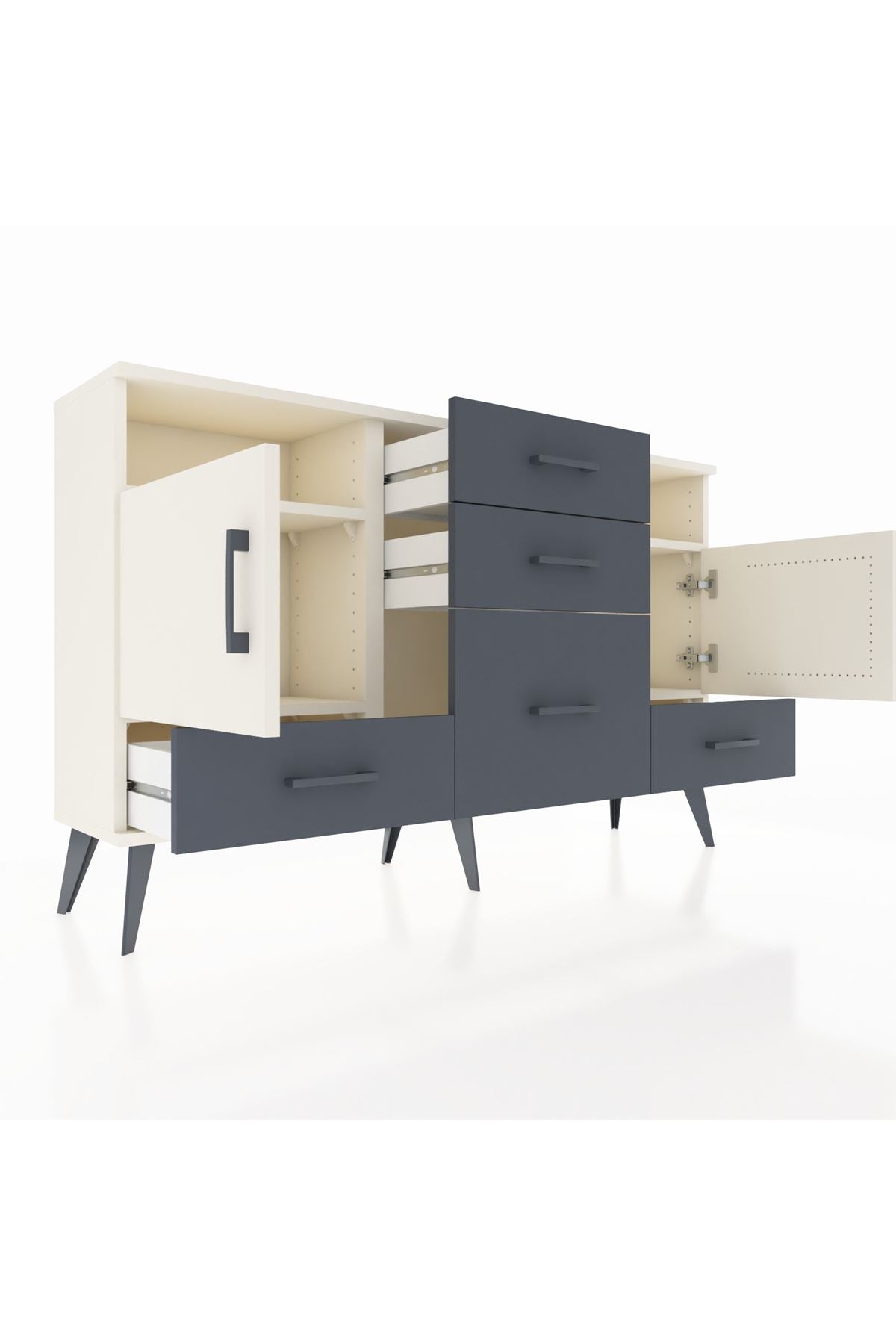 Arges Konsol 4 Raflı 5 Çekmeceli 2 Kapaklı 132x30x83 - S144M007V05A