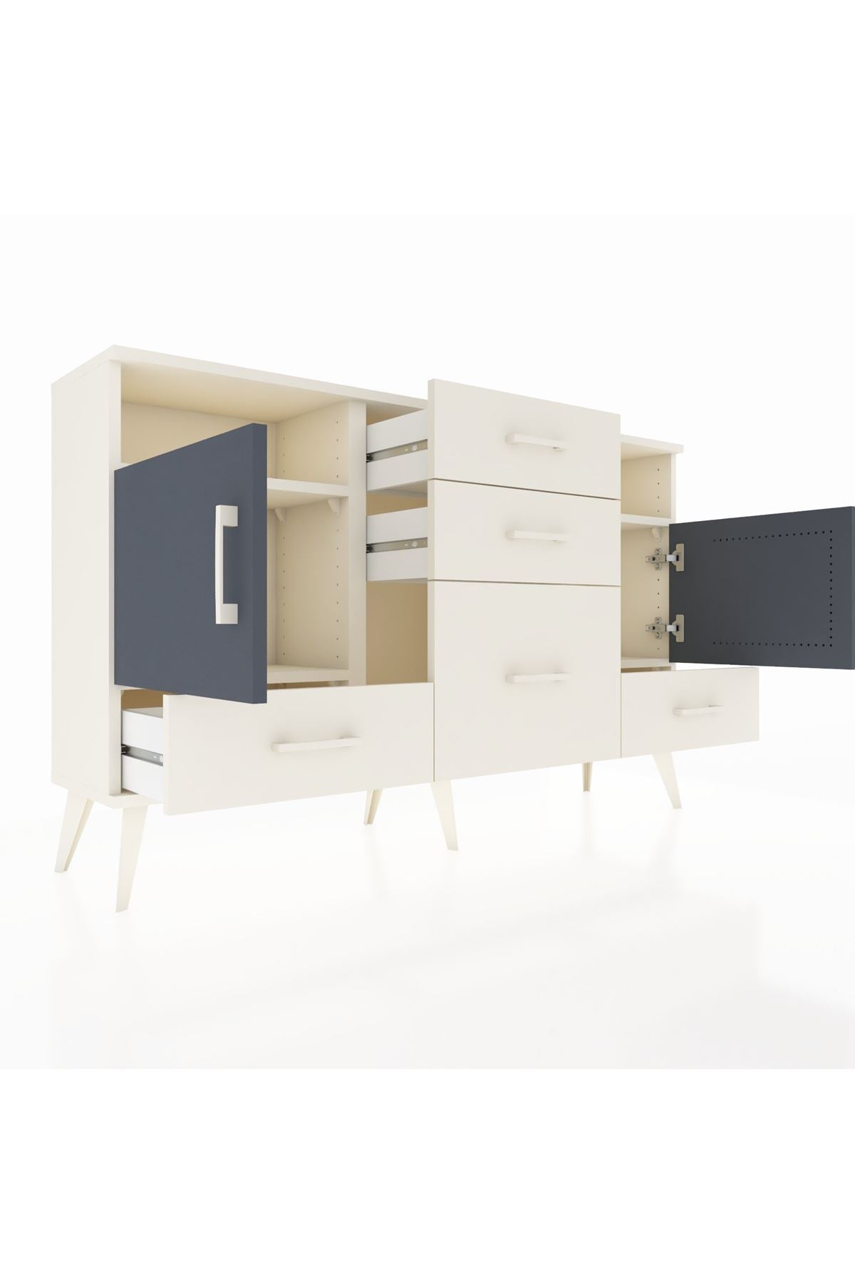 Arges Konsol 4 Raflı 5 Çekmeceli 2 Kapaklı 132x30x83 - S144M007V07A