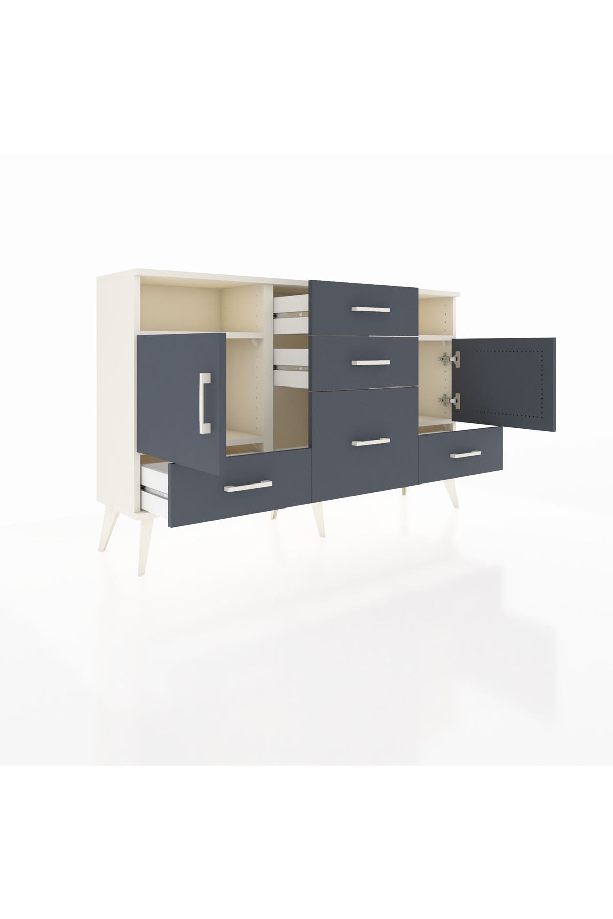 Arges Konsol 4 Raflı 5 Çekmeceli 2 Kapaklı 132x30x83 - S144M007V08A