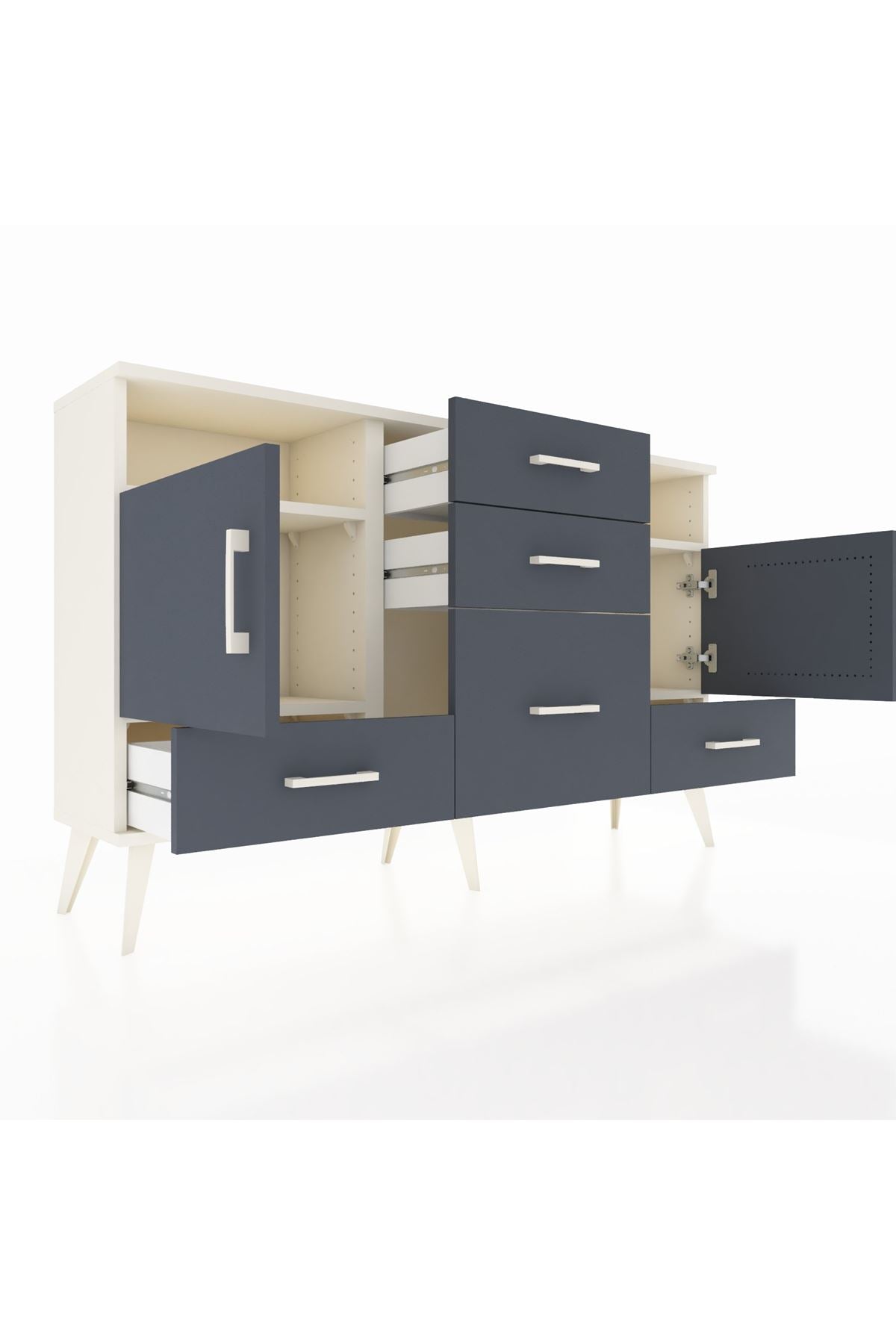 Arges Konsol 4 Raflı 5 Çekmeceli 2 Kapaklı 132x30x83 - S144M007V08A