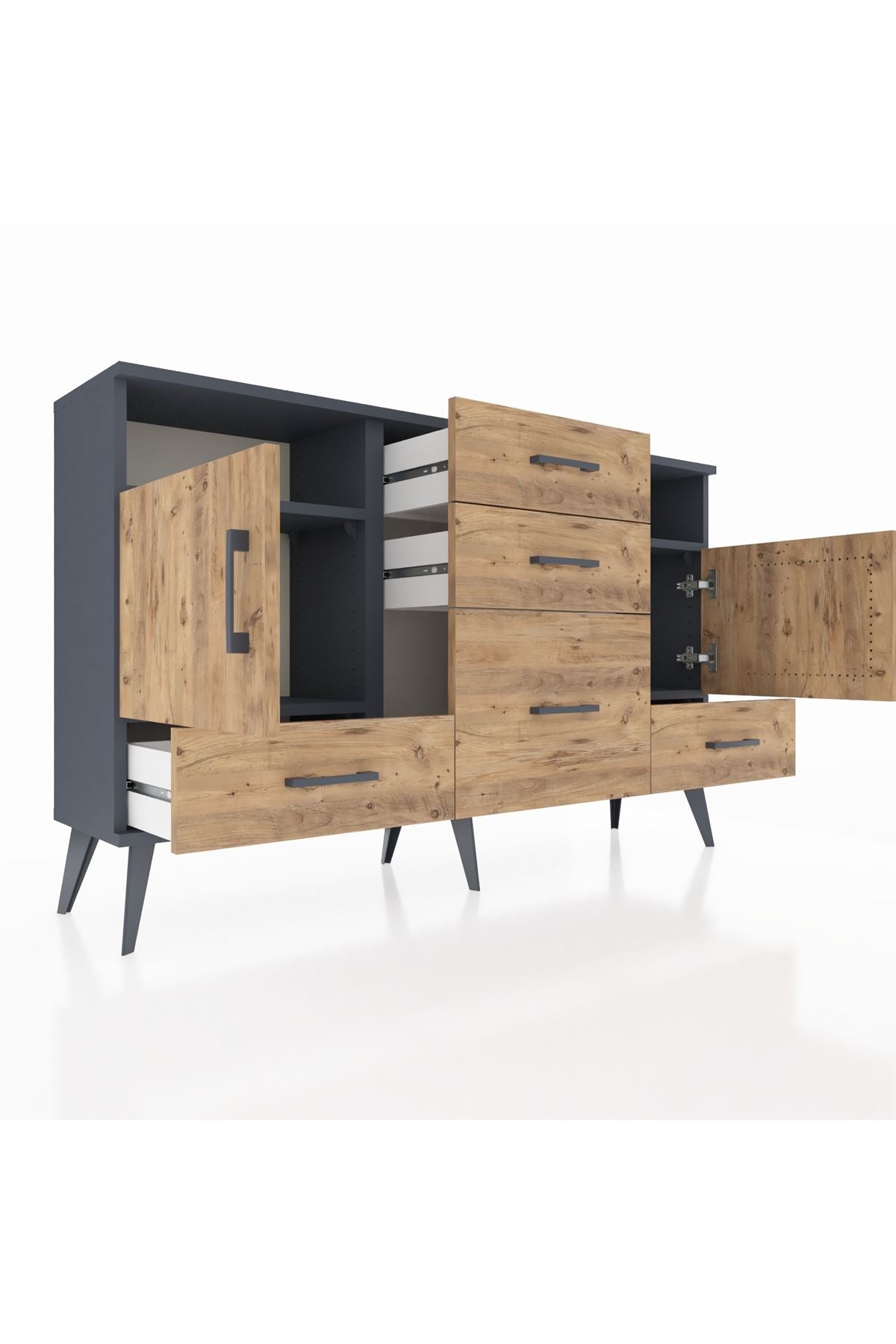 Arges Konsol 4 Raflı 5 Çekmeceli 2 Kapaklı 132x30x83 - S144M007V12A