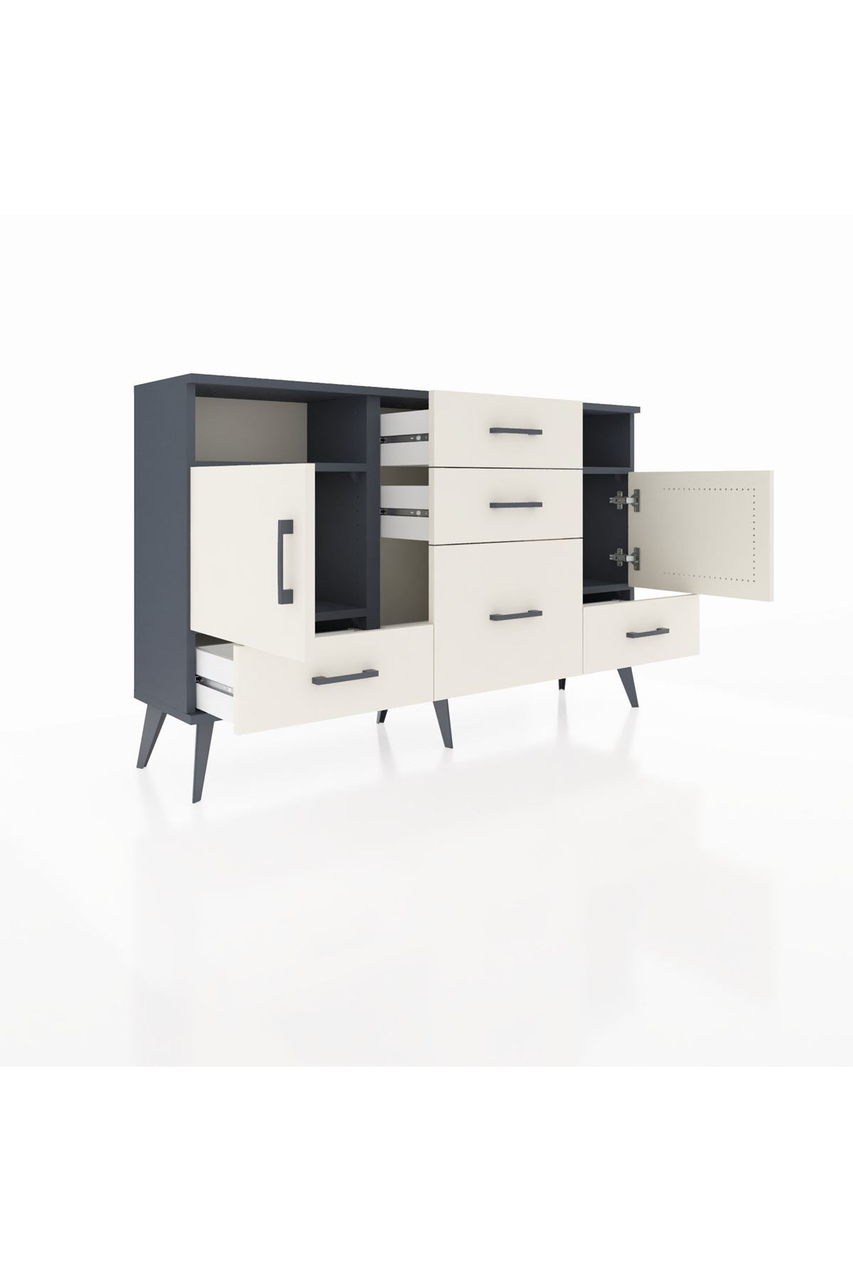 Arges Konsol 4 Raflı 5 Çekmeceli 2 Kapaklı 132x30x83 - S144M007V13A