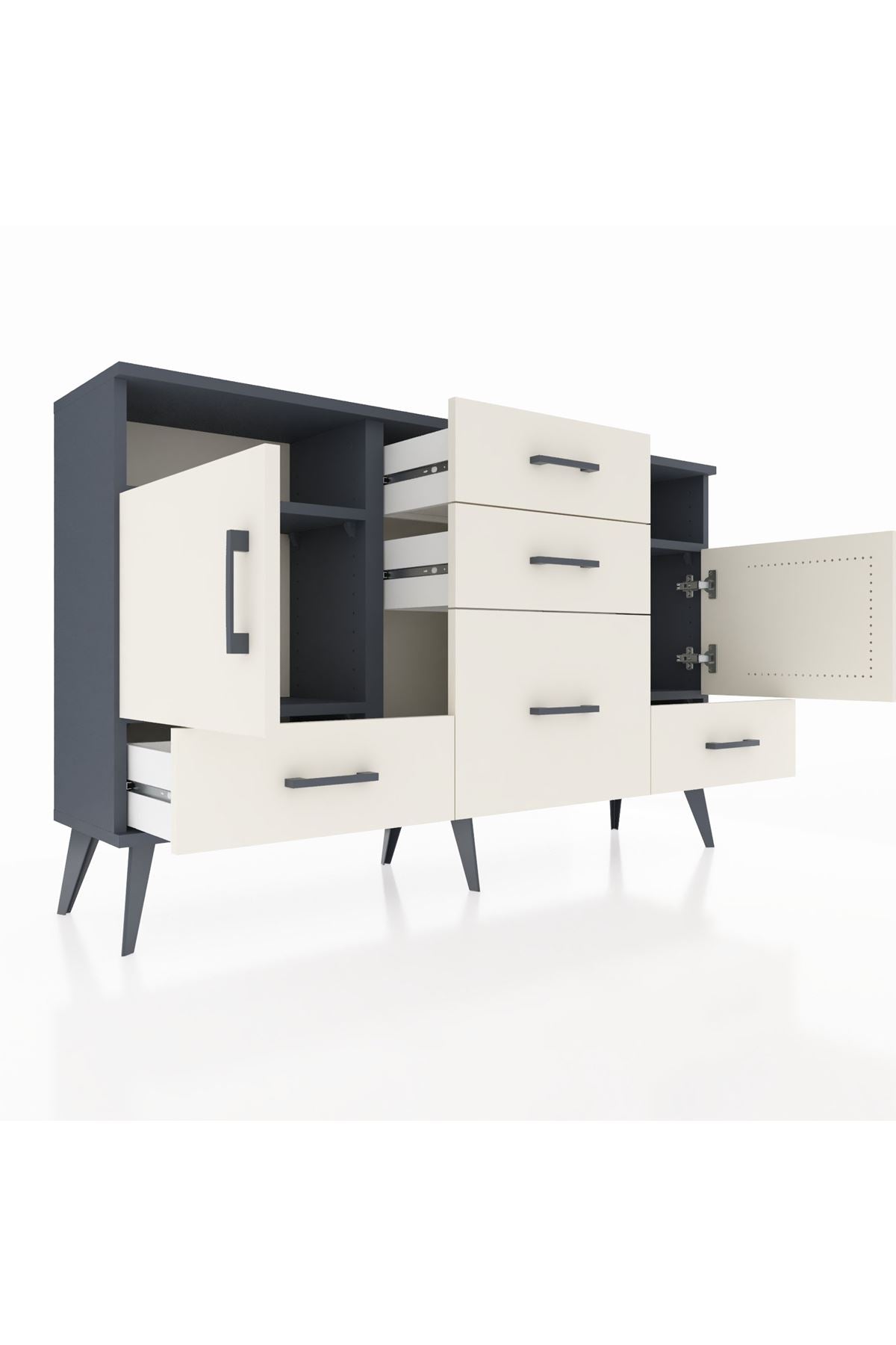 Arges Konsol 4 Raflı 5 Çekmeceli 2 Kapaklı 132x30x83 - S144M007V13A