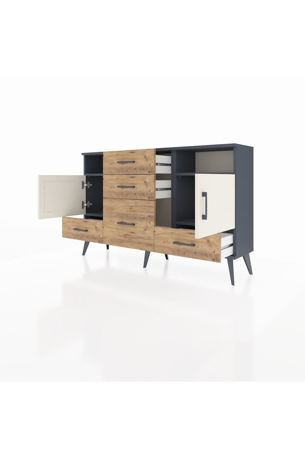 Arges Konsol 4 Raflı 5 Çekmeceli 2 Kapaklı 132x30x83 - S144M007V15A