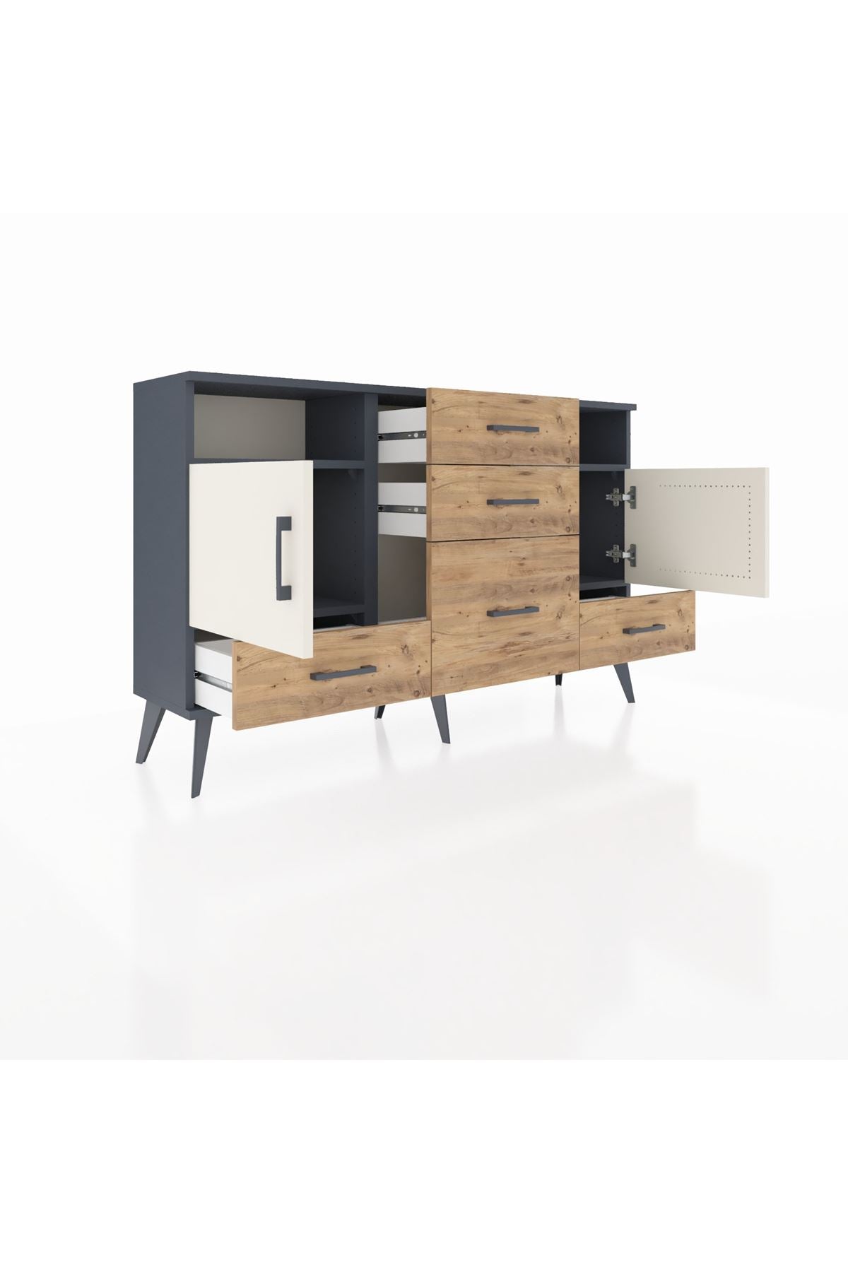 Arges Konsol 4 Raflı 5 Çekmeceli 2 Kapaklı 132x30x83 - S144M007V15A