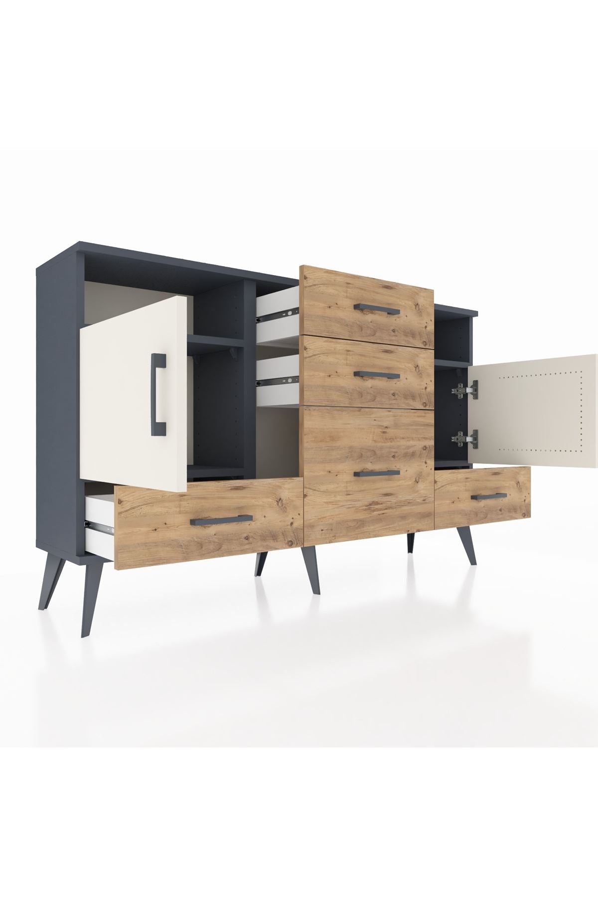 Arges Konsol 4 Raflı 5 Çekmeceli 2 Kapaklı 132x30x83 - S144M007V15A