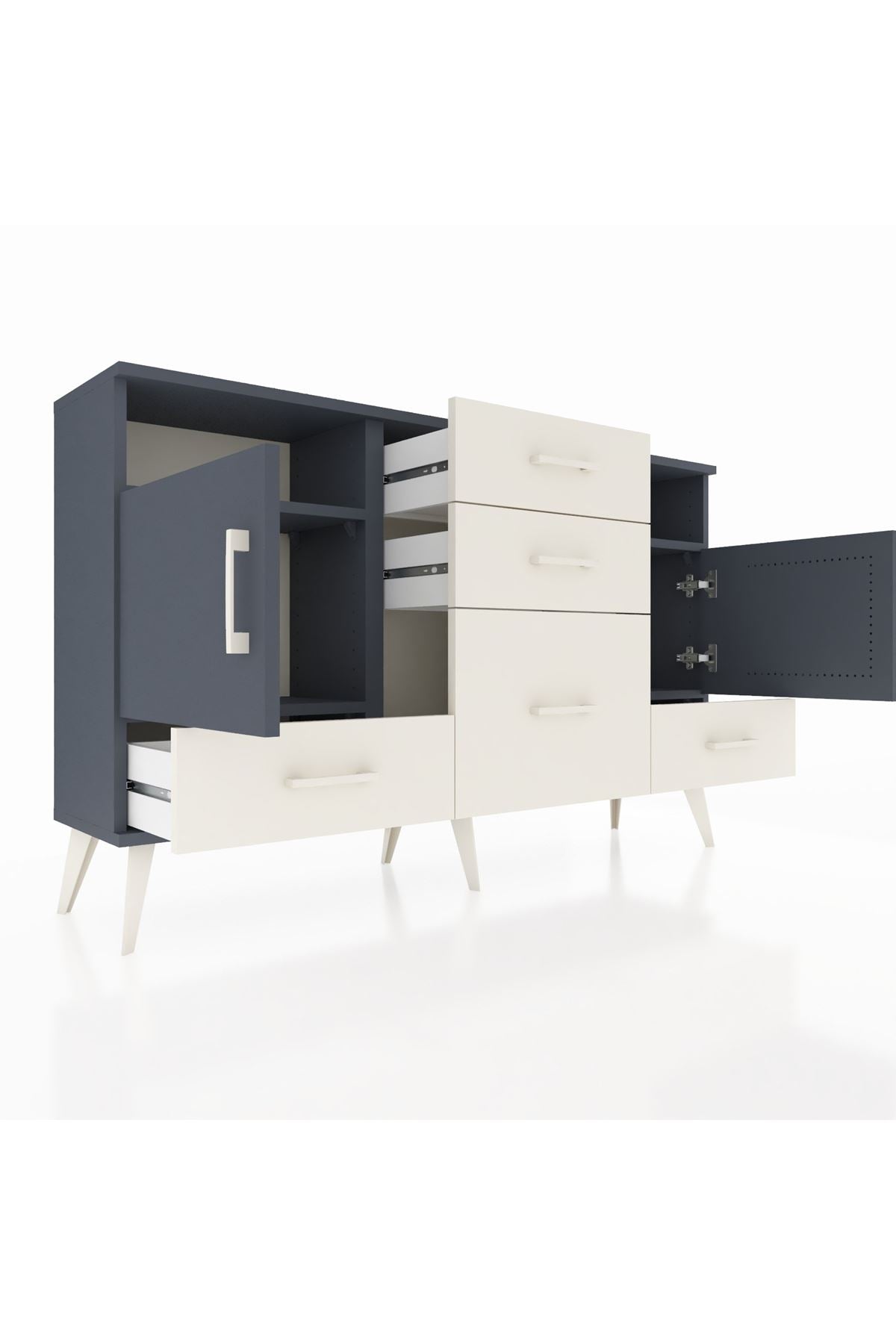 Arges Konsol 4 Raflı 5 Çekmeceli 2 Kapaklı 132x30x83 - S144M007V16A