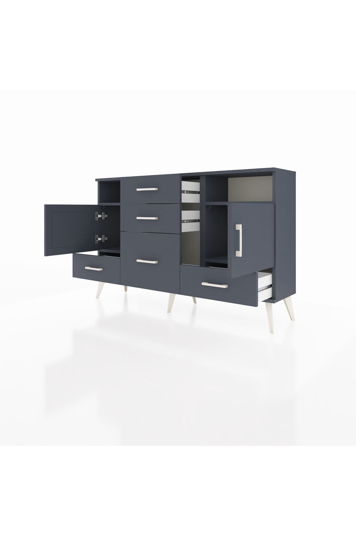 Arges Konsol 4 Raflı 5 Çekmeceli 2 Kapaklı 132x30x83 - S144M007V17A