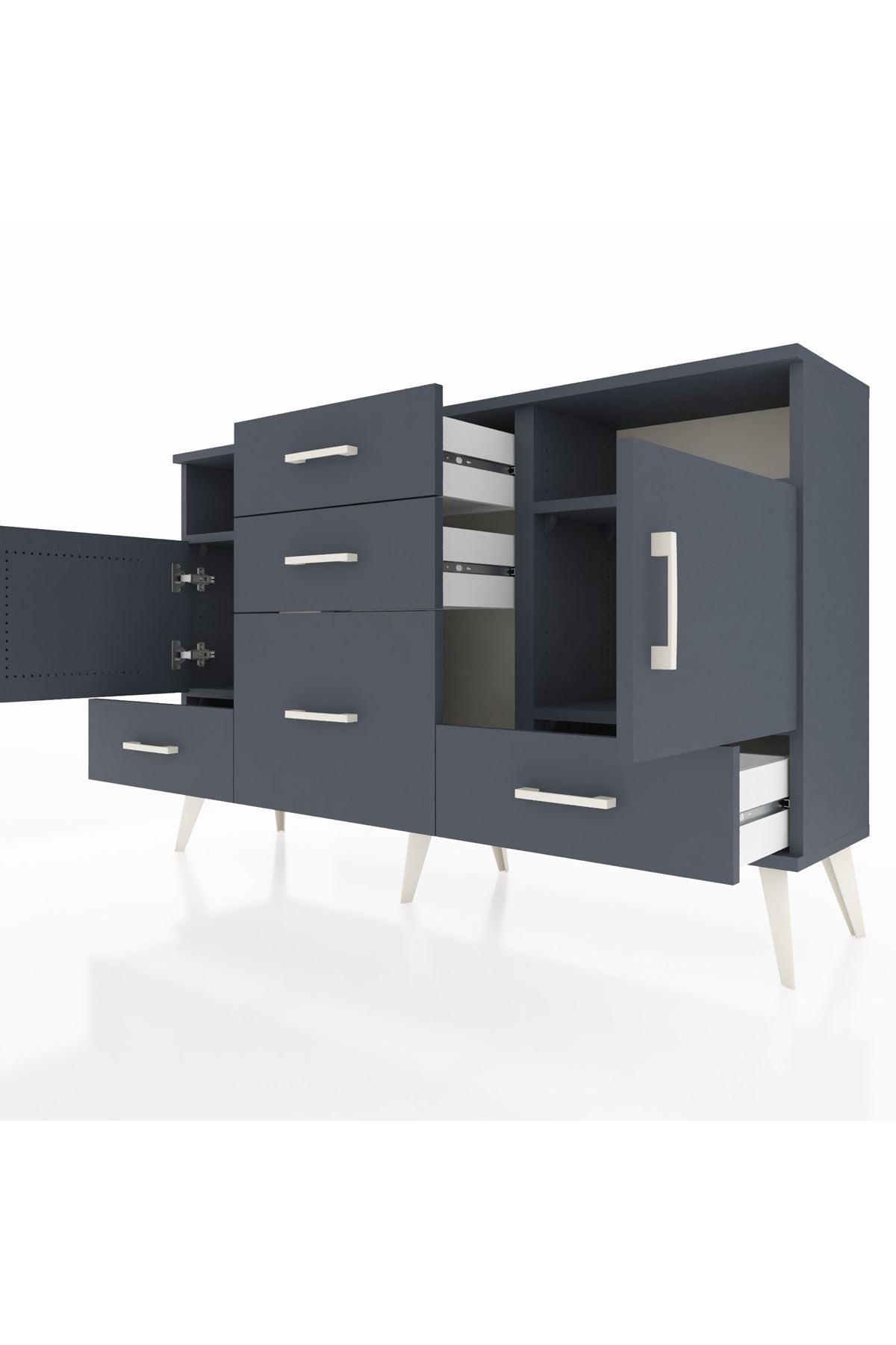 Arges Konsol 4 Raflı 5 Çekmeceli 2 Kapaklı 132x30x83 - S144M007V17A