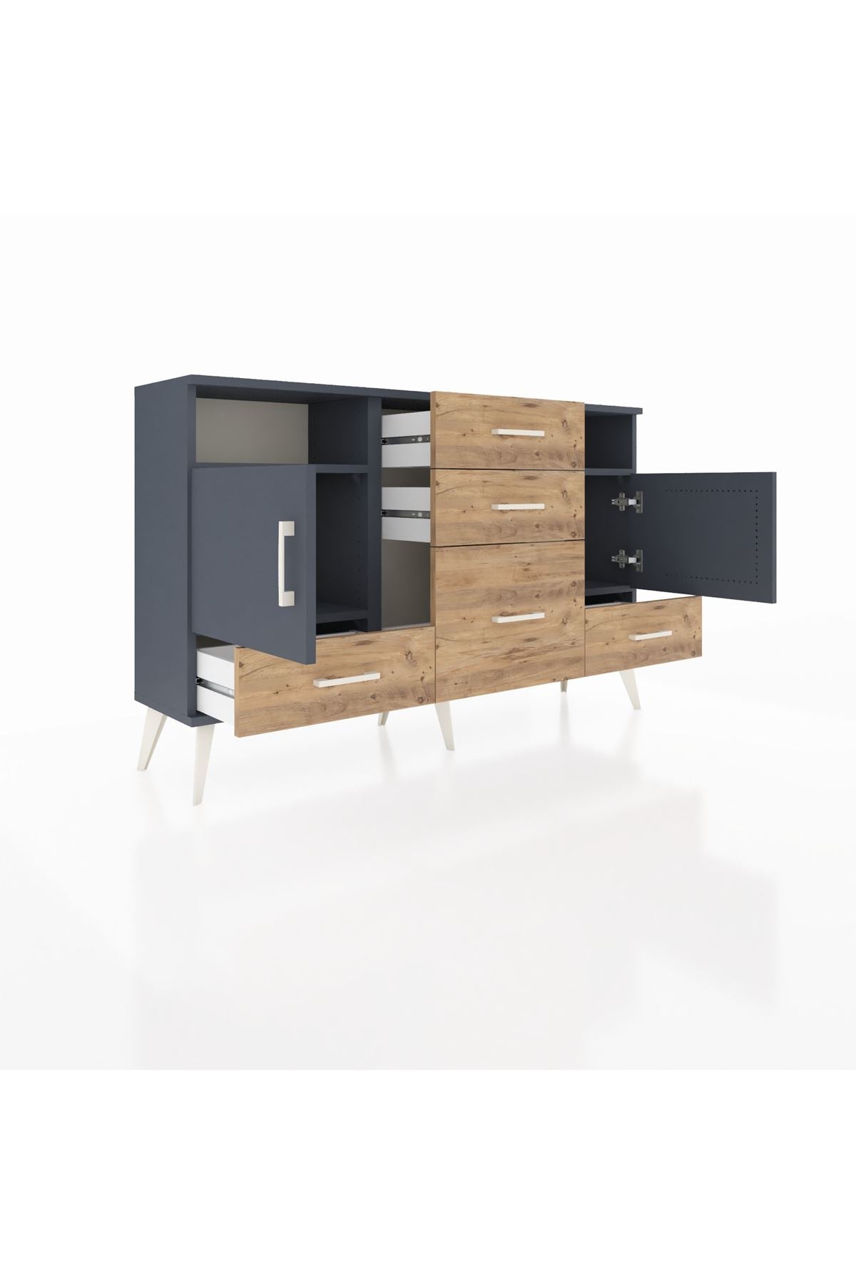 Arges Konsol 4 Raflı 5 Çekmeceli 2 Kapaklı 132x30x83 - S144M007V18A