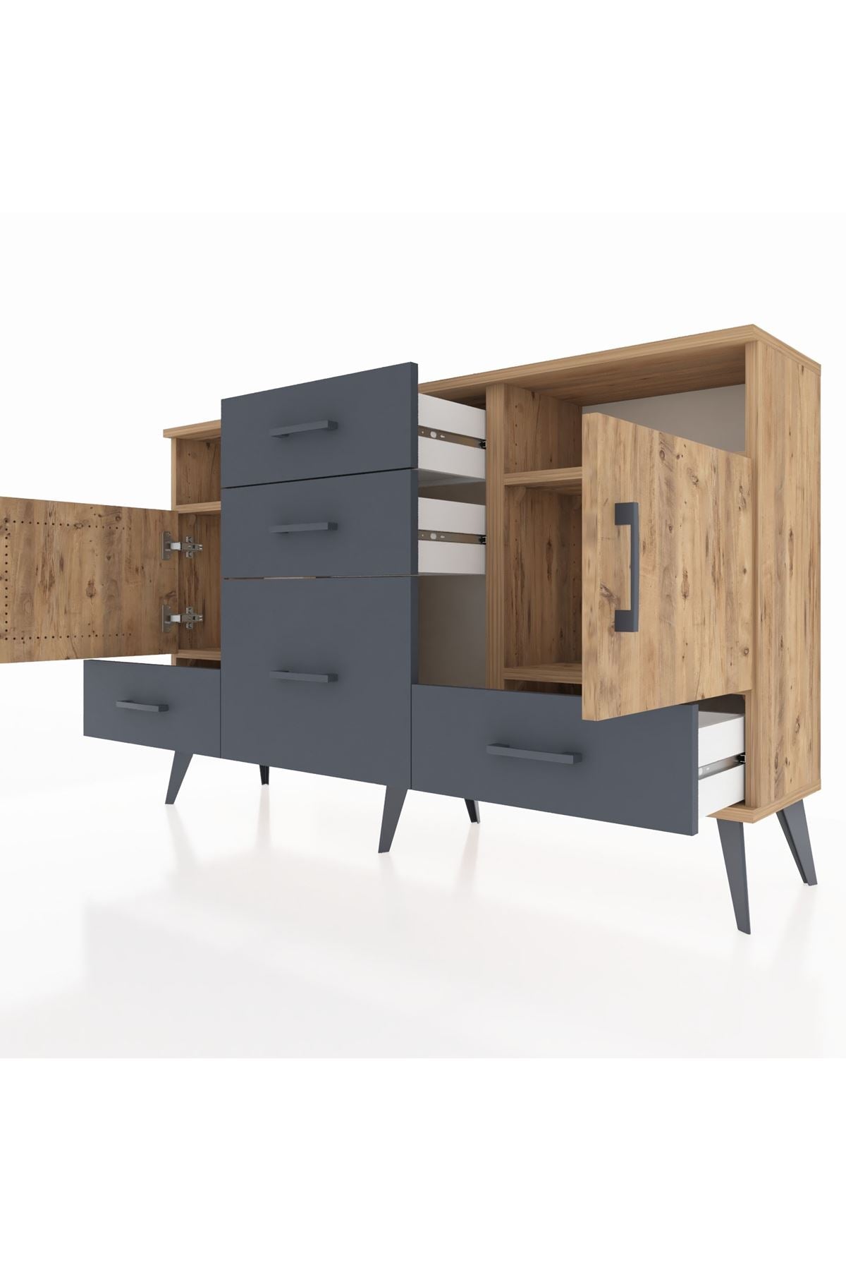 Arges Konsol 4 Raflı 5 Çekmeceli 2 Kapaklı 132x30x83 - S144M007V20A