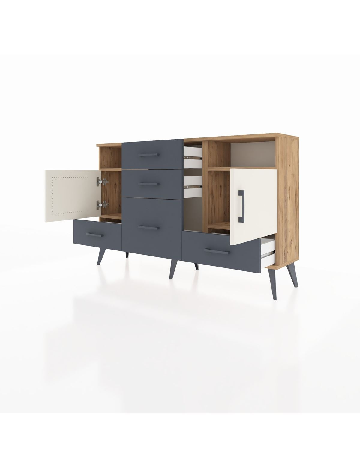Arges Konsol 4 Raflı 5 Çekmeceli 2 Kapaklı 132x30x83 - S144M007V23A