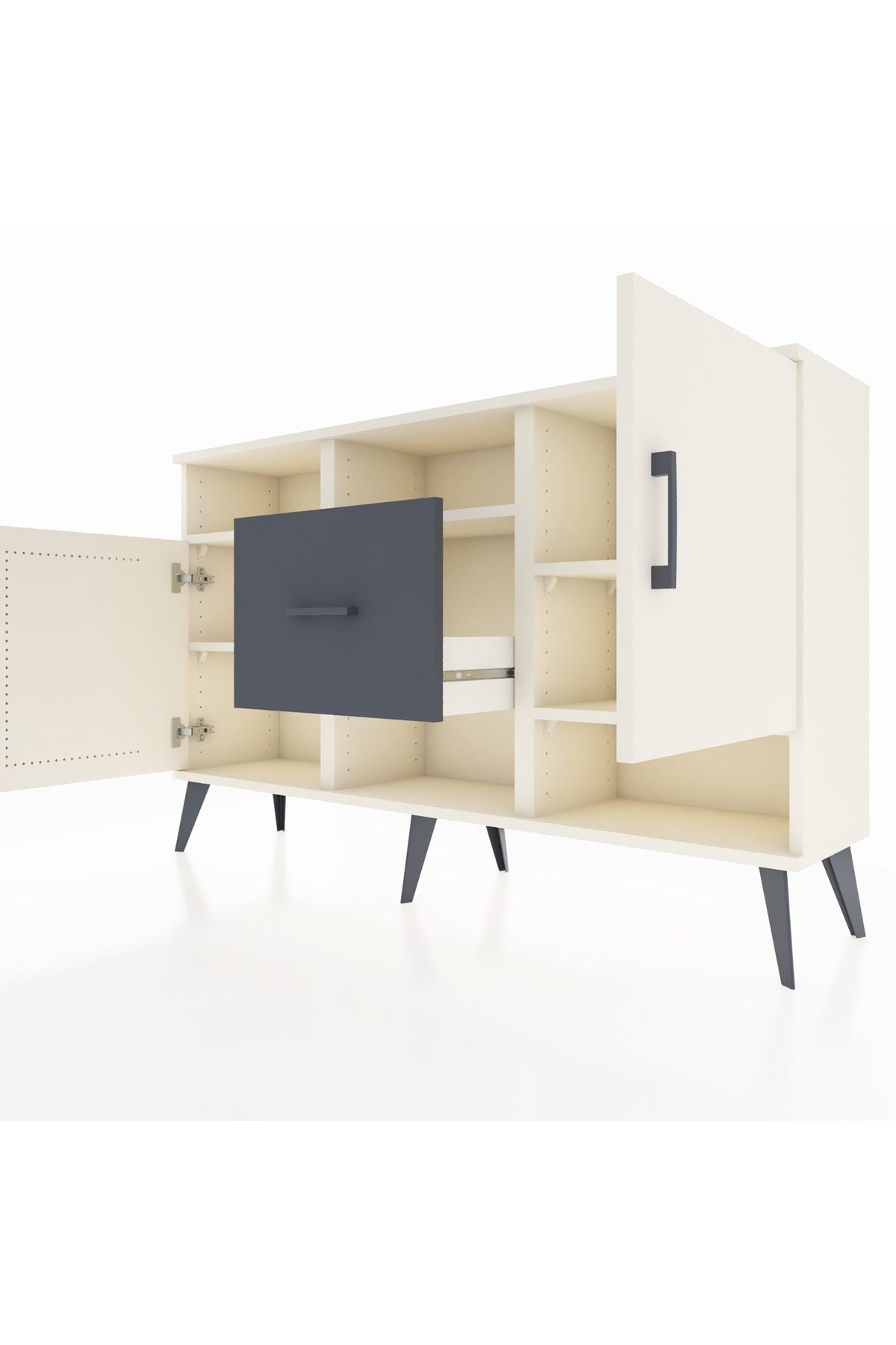 Arges Konsol 5 Raflı Tek Çekmeceli 2 Kapaklı 132x30x83 - S144M008V05A