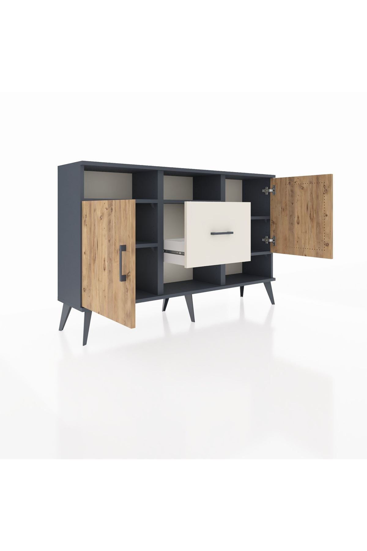 Arges Konsol 5 Raflı Tek Çekmeceli 2 Kapaklı 132x30x83 - S144M008V10A
