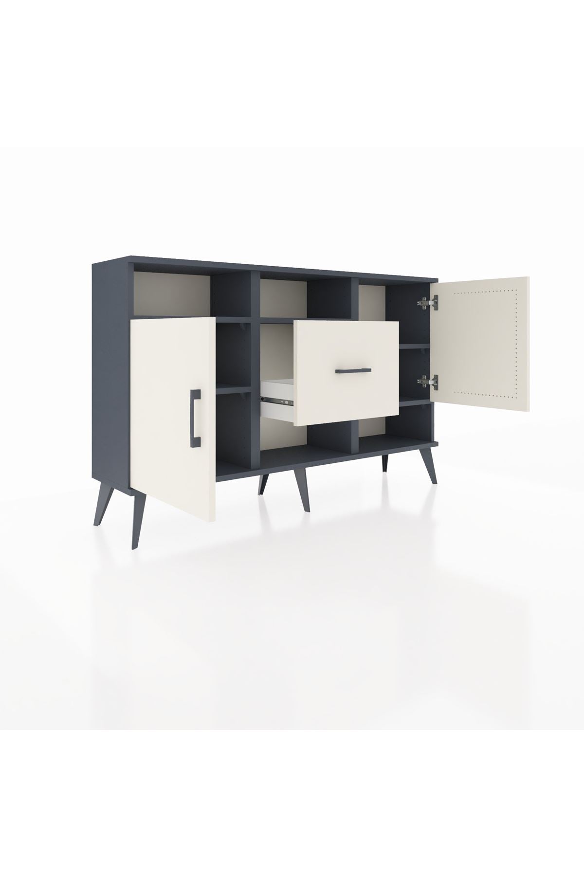 Arges Konsol 5 Raflı Tek Çekmeceli 2 Kapaklı 132x30x83 - S144M008V13A