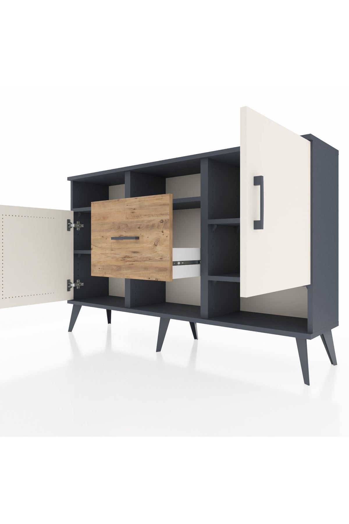 Arges Konsol 5 Raflı Tek Çekmeceli 2 Kapaklı 132x30x83 - S144M008V15A