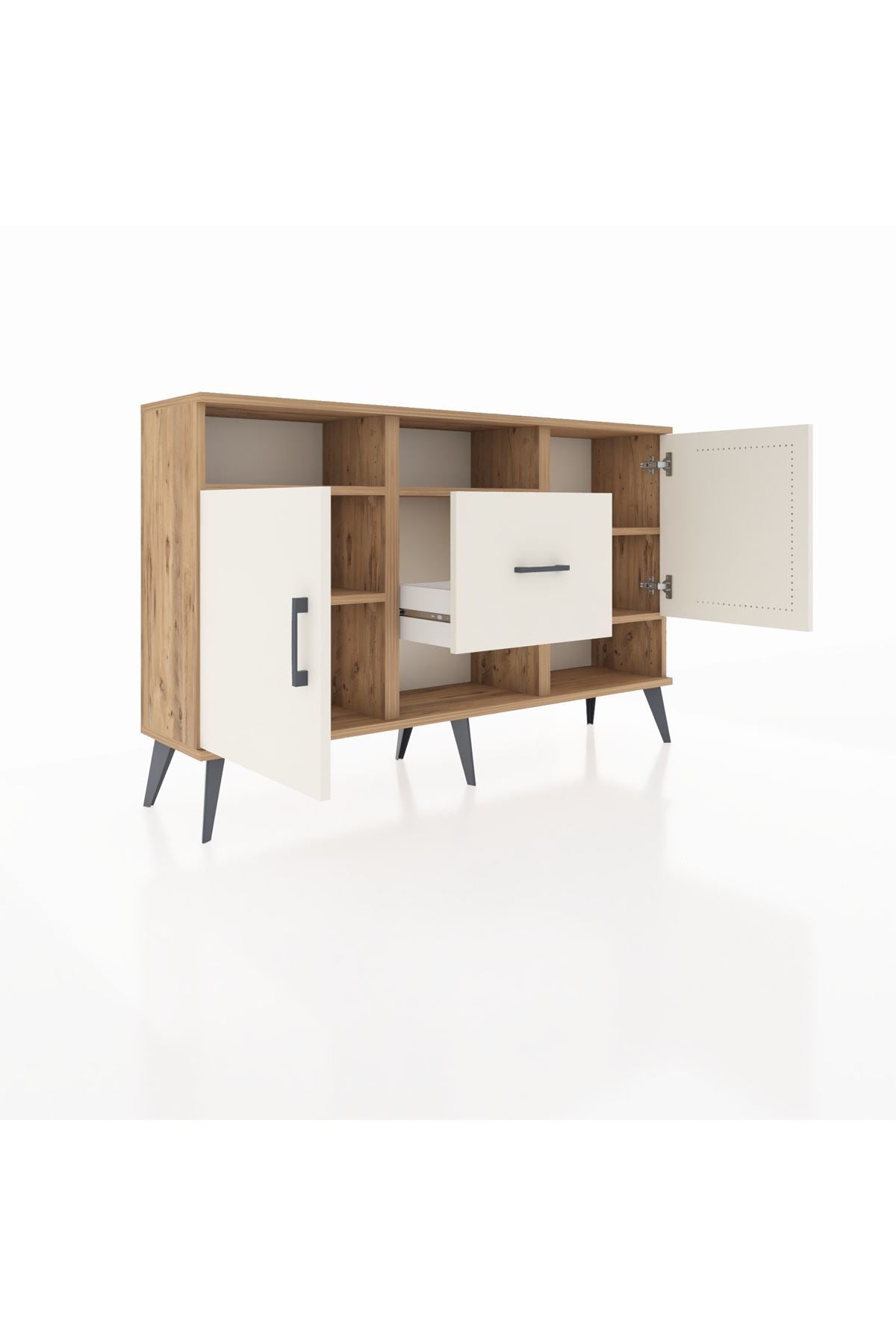 Arges Konsol 5 Raflı Tek Çekmeceli 2 Kapaklı 132x30x83 - S144M008V22A