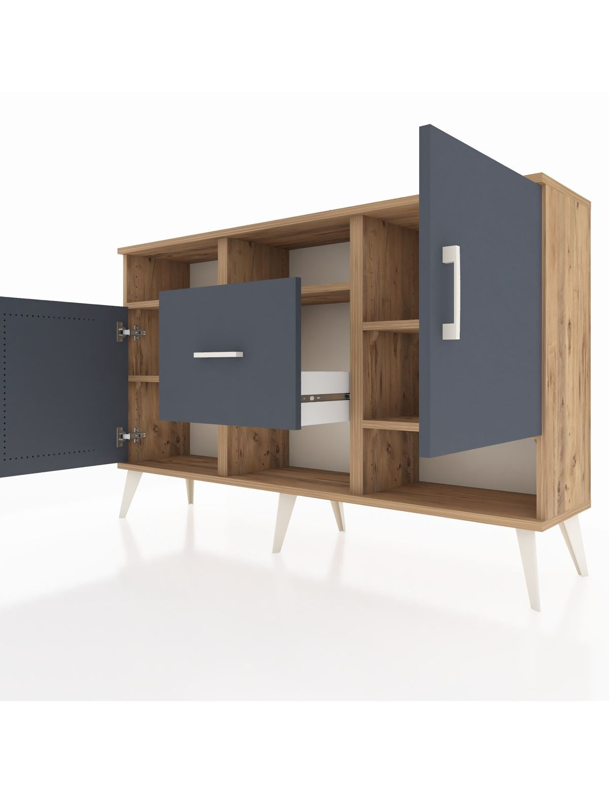 Arges Konsol 5 Raflı Tek Çekmeceli 2 Kapaklı 132x30x83 - S144M008V26A