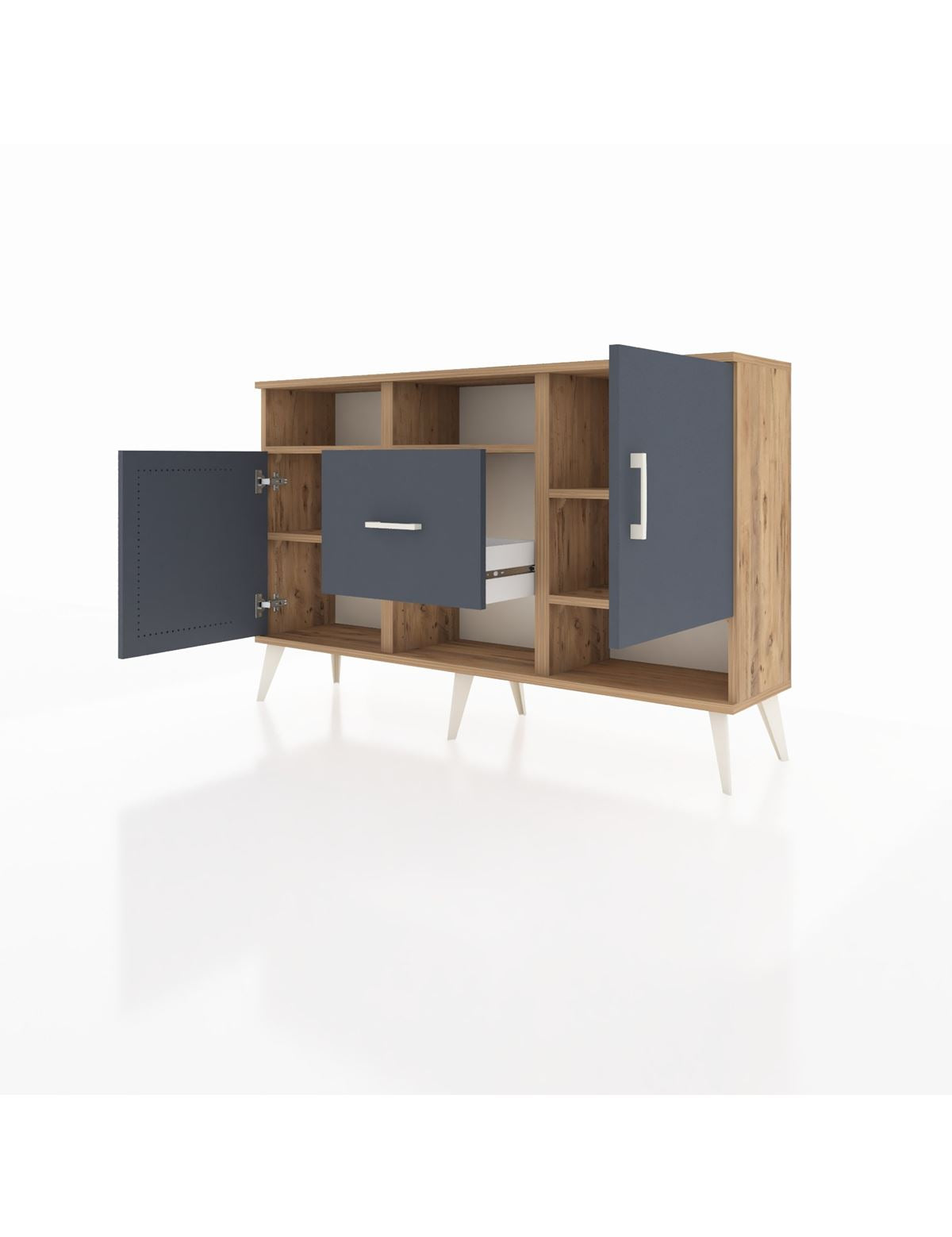 Arges Konsol 5 Raflı Tek Çekmeceli 2 Kapaklı 132x30x83 - S144M008V26A