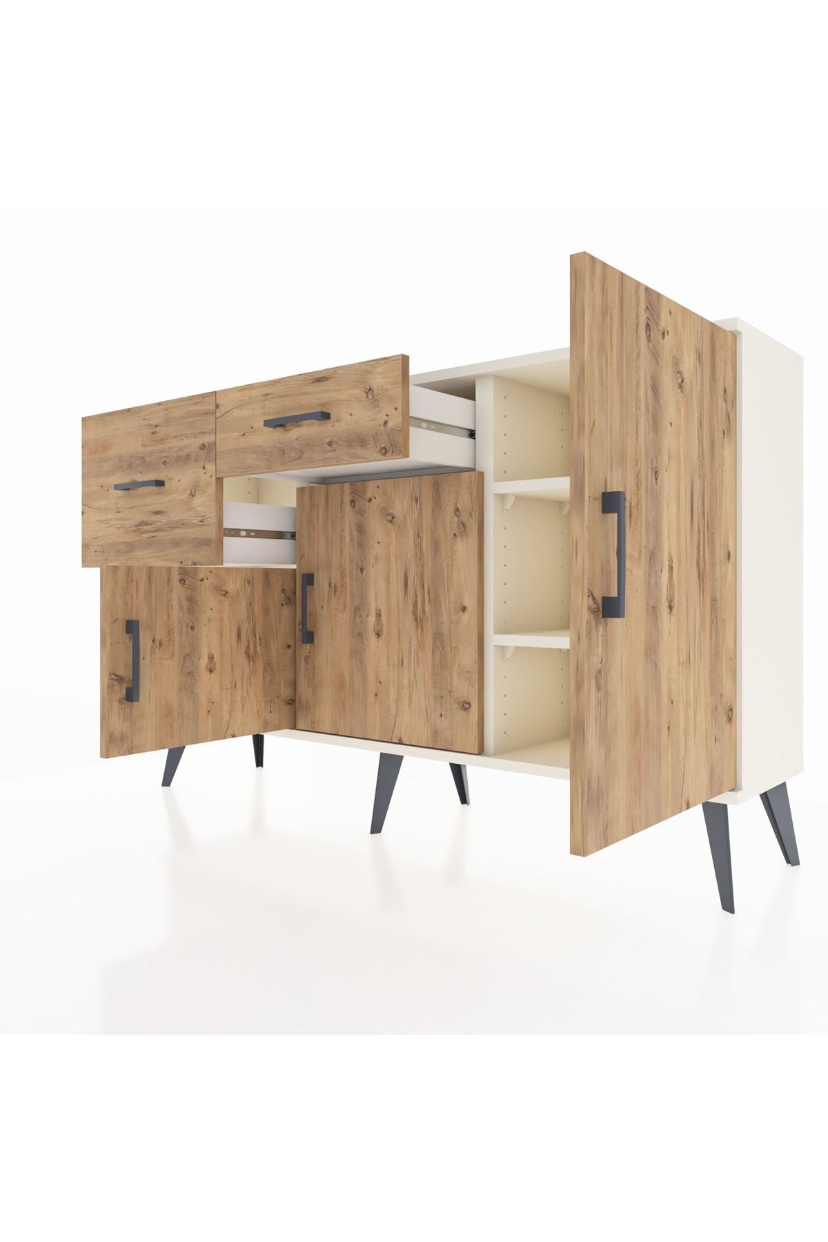 Arges Konsol 3 Raflı 2 Çekmeceli 3 Kapaklı 132x30x83 - S144M009V03A