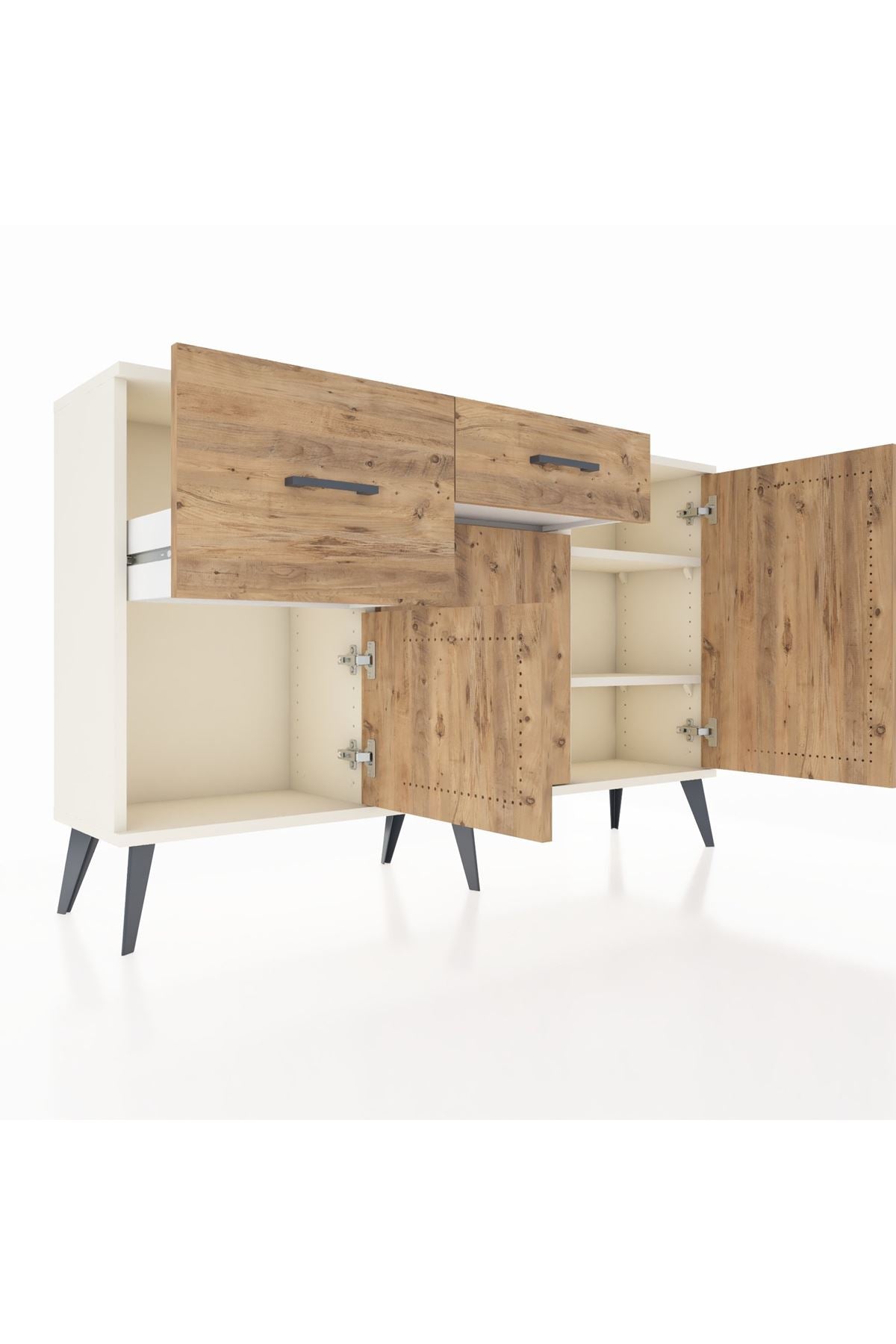Arges Konsol 3 Raflı 2 Çekmeceli 3 Kapaklı 132x30x83 - S144M009V03A