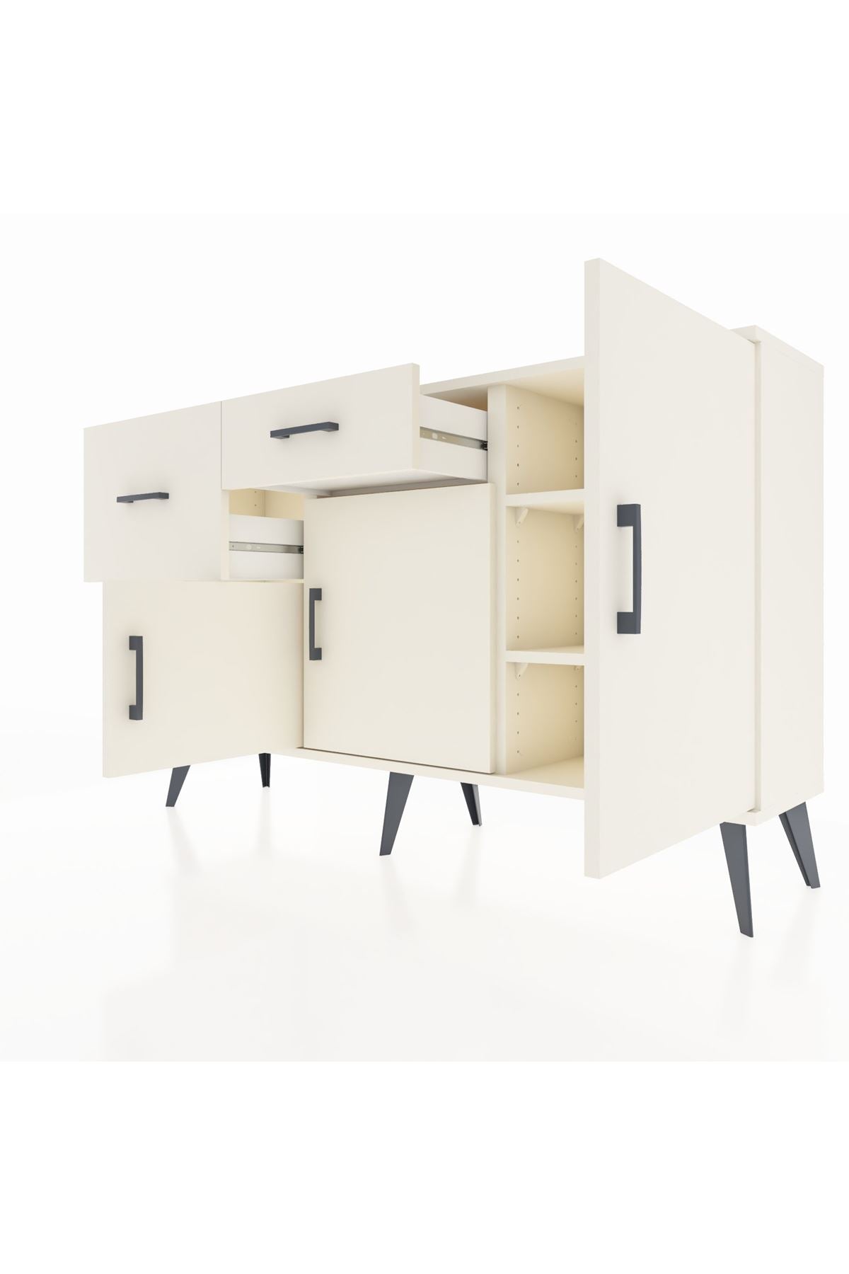 Arges Konsol 3 Raflı 2 Çekmeceli 3 Kapaklı 132x30x83 - S144M009V04A