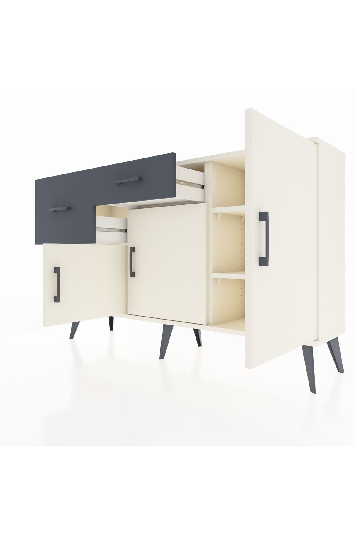 Arges Konsol 3 Raflı 2 Çekmeceli 3 Kapaklı 132x30x83 - S144M009V05A