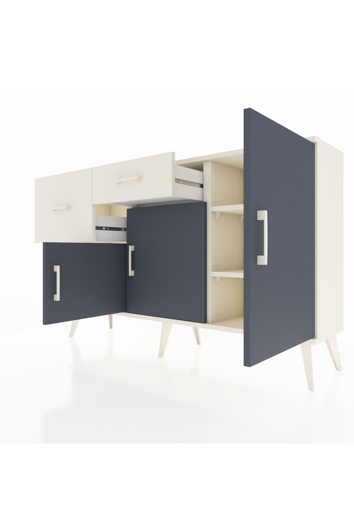 Arges Konsol 3 Raflı 2 Çekmeceli 3 Kapaklı 132x30x83 - S144M009V07A