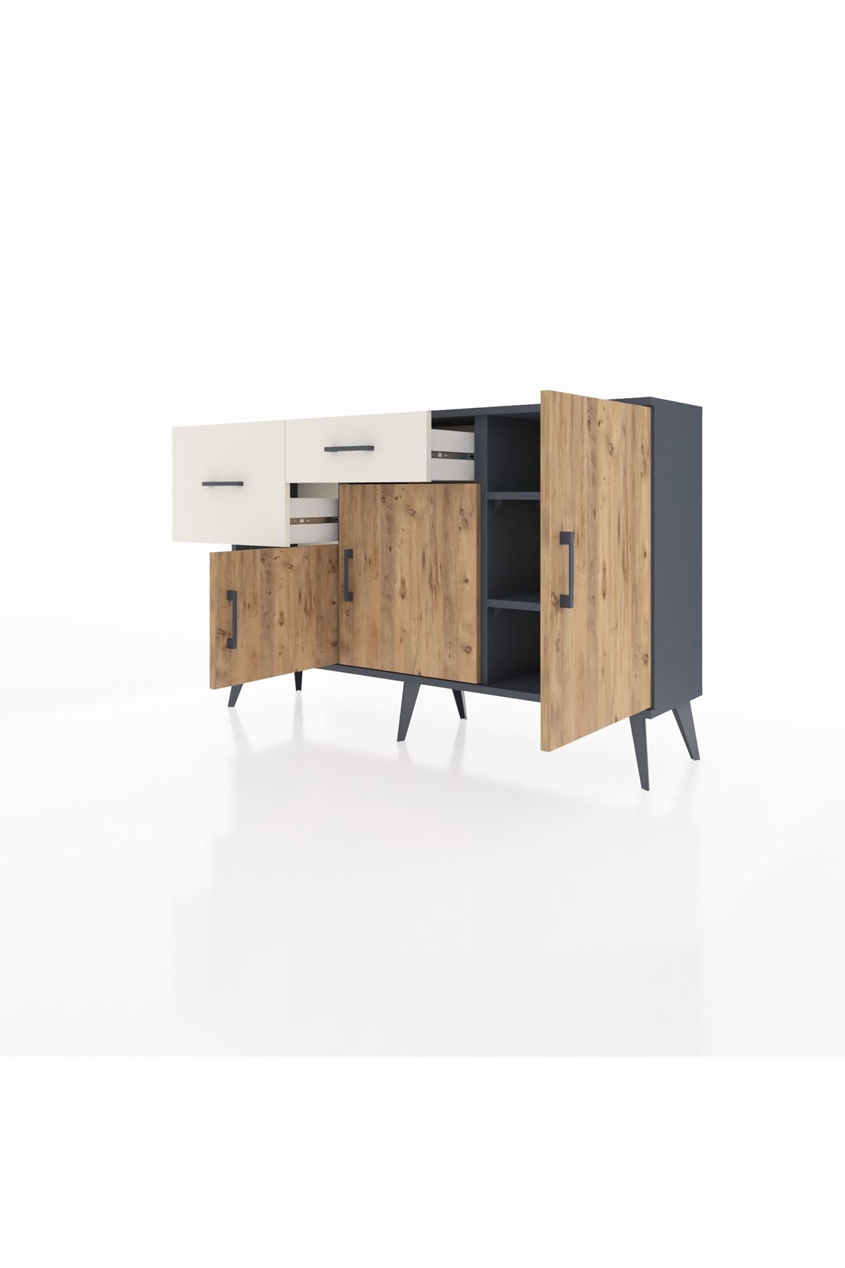 Arges Konsol 3 Raflı 2 Çekmeceli 3 Kapaklı 132x30x83 - S144M009V10A