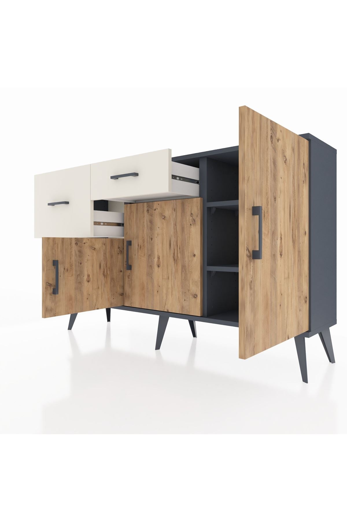 Arges Konsol 3 Raflı 2 Çekmeceli 3 Kapaklı 132x30x83 - S144M009V10A