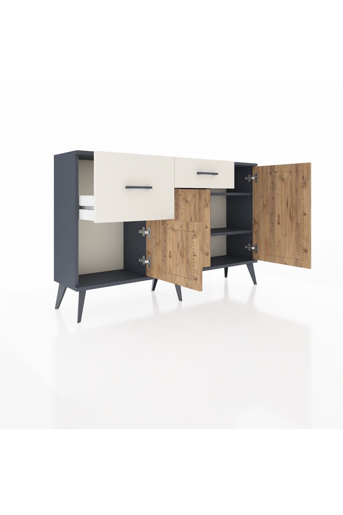 Arges Konsol 3 Raflı 2 Çekmeceli 3 Kapaklı 132x30x83 - S144M009V10A