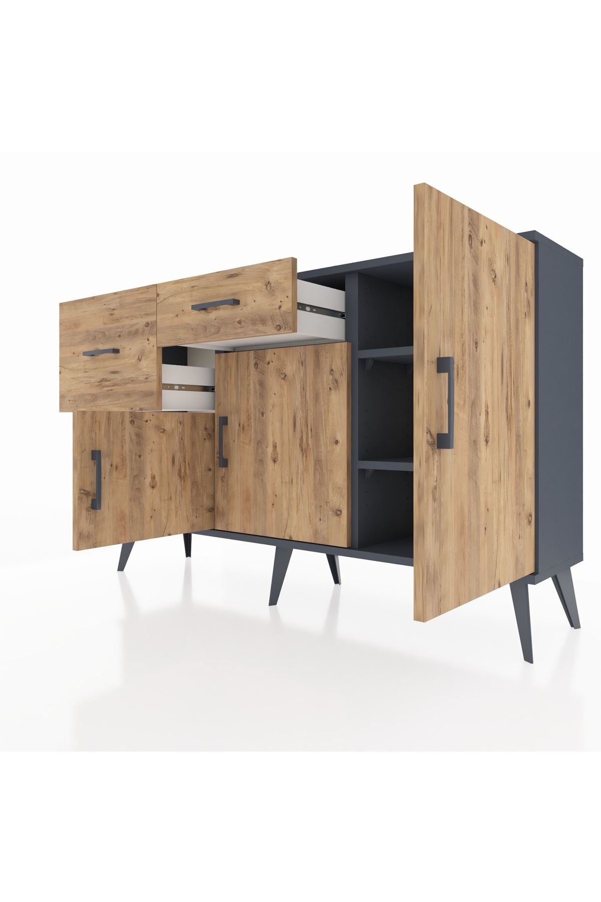 Arges Konsol 3 Raflı 2 Çekmeceli 3 Kapaklı 132x30x83 - S144M009V12A
