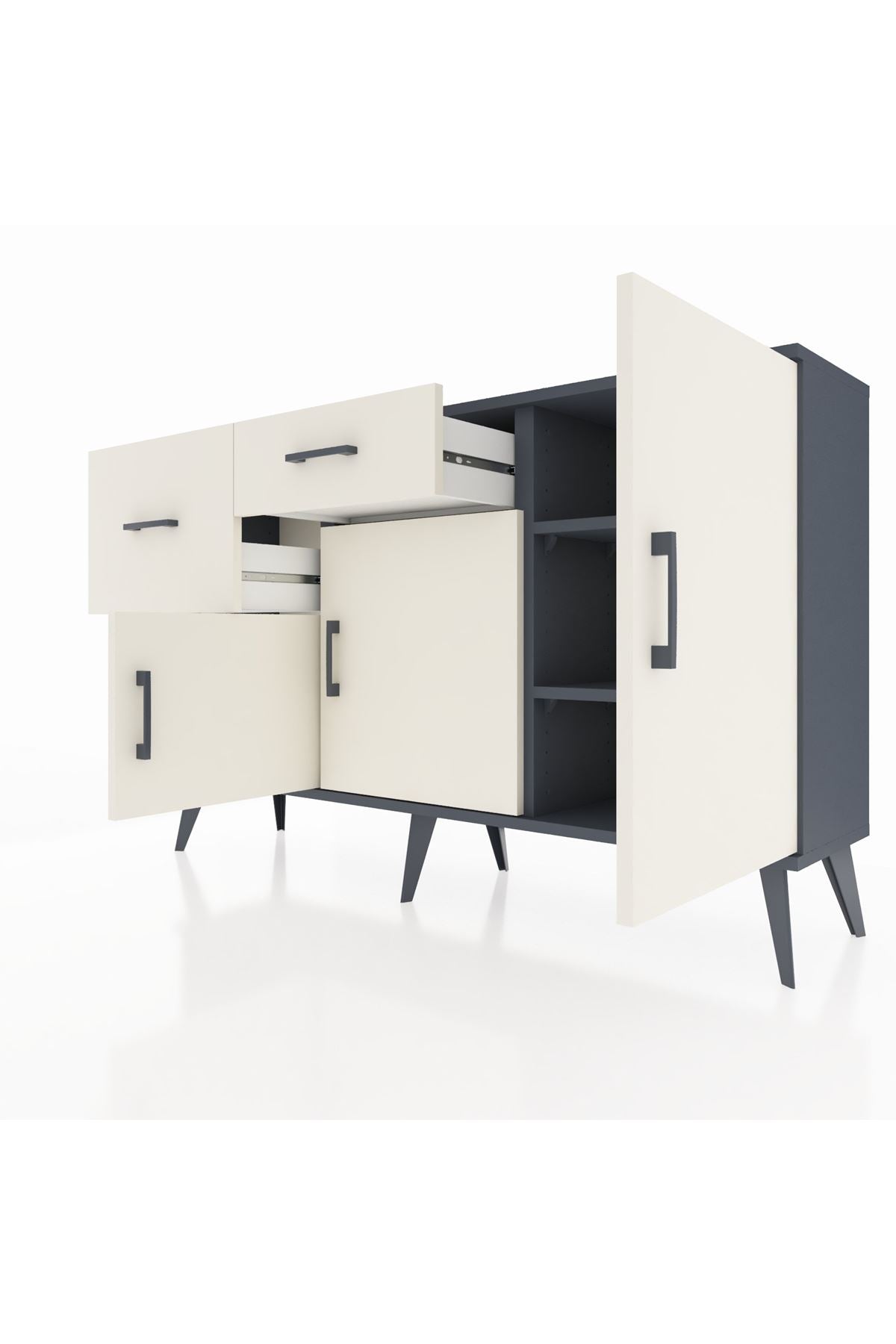 Arges Konsol 3 Raflı 2 Çekmeceli 3 Kapaklı 132x30x83 - S144M009V13A