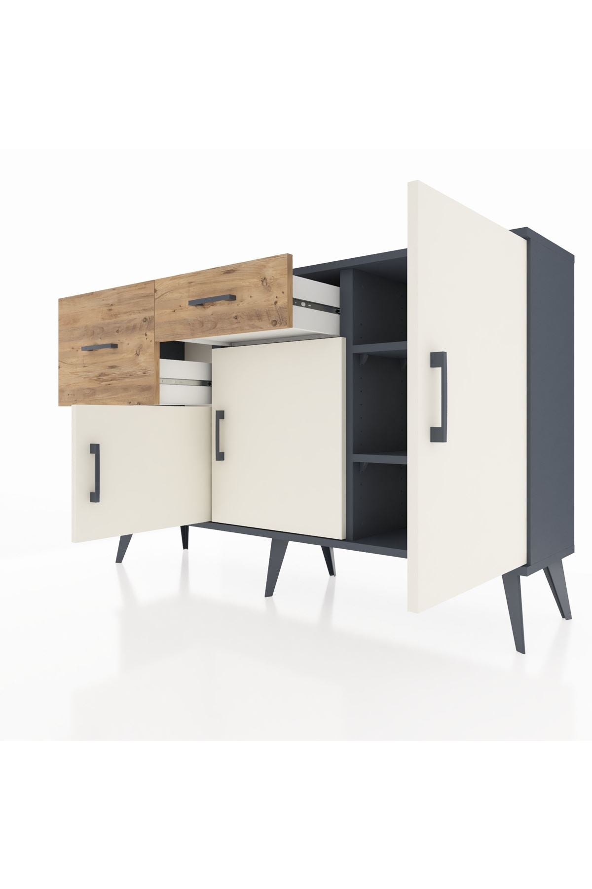 Arges Konsol 3 Raflı 2 Çekmeceli 3 Kapaklı 132x30x83 - S144M009V15A