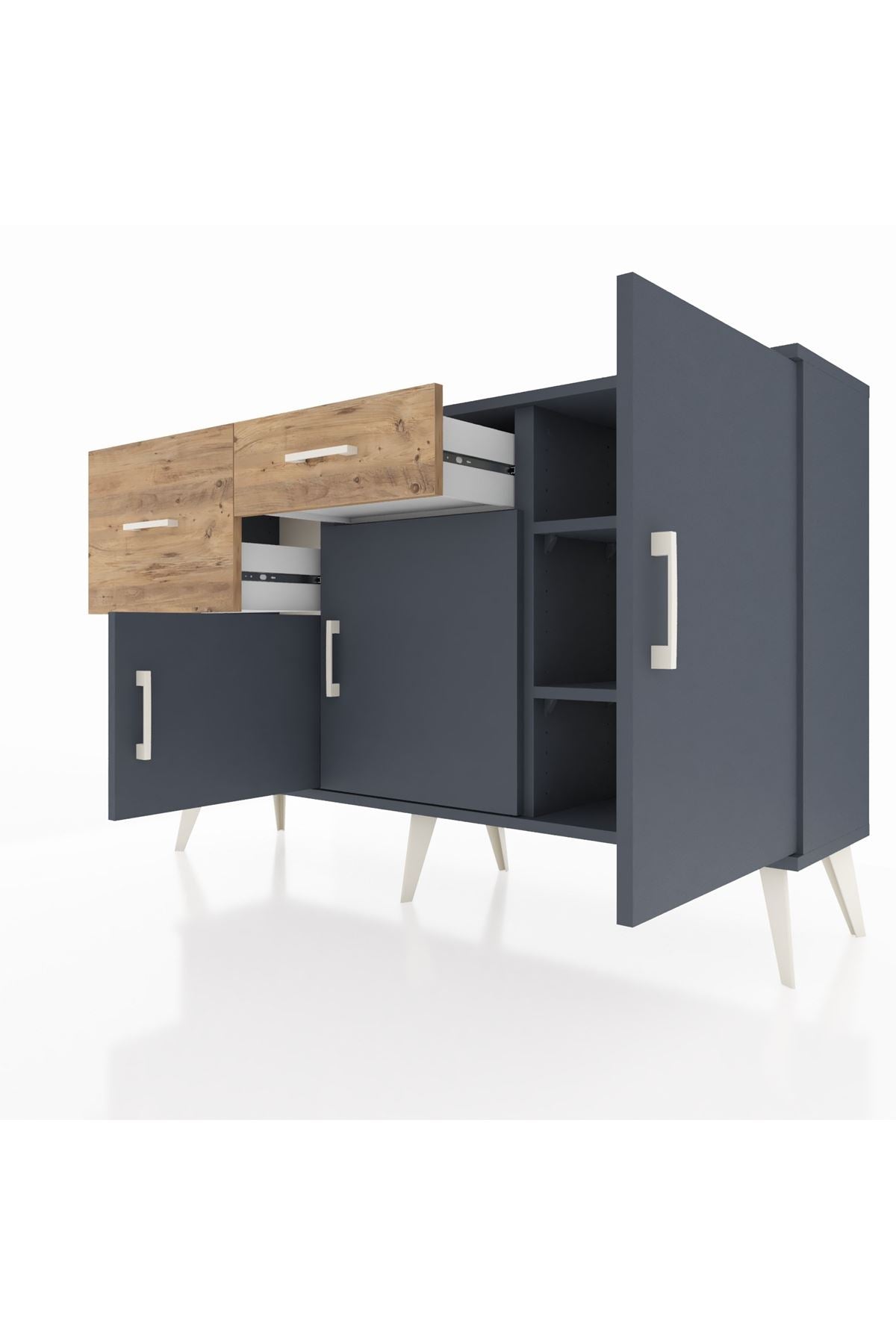 Arges Konsol 3 Raflı 2 Çekmeceli 3 Kapaklı 132x30x83 - S144M009V18A