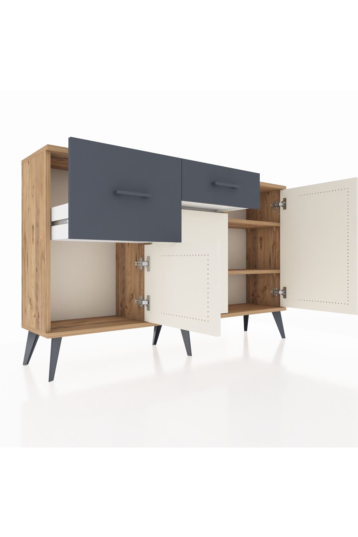 Arges Konsol 3 Raflı 2 Çekmeceli 3 Kapaklı 132x30x83 - S144M009V23A