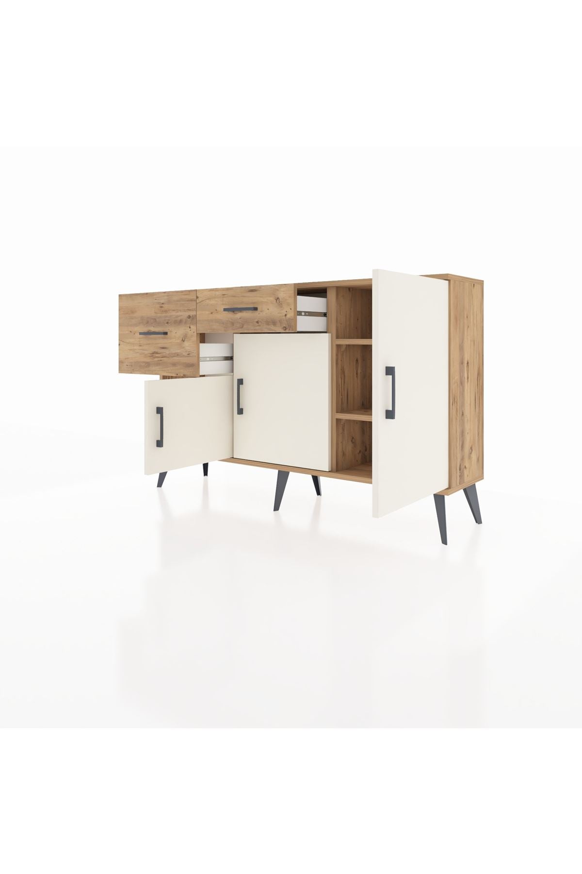 Arges Konsol 3 Raflı 2 Çekmeceli 3 Kapaklı 132x30x83 - S144M009V24A