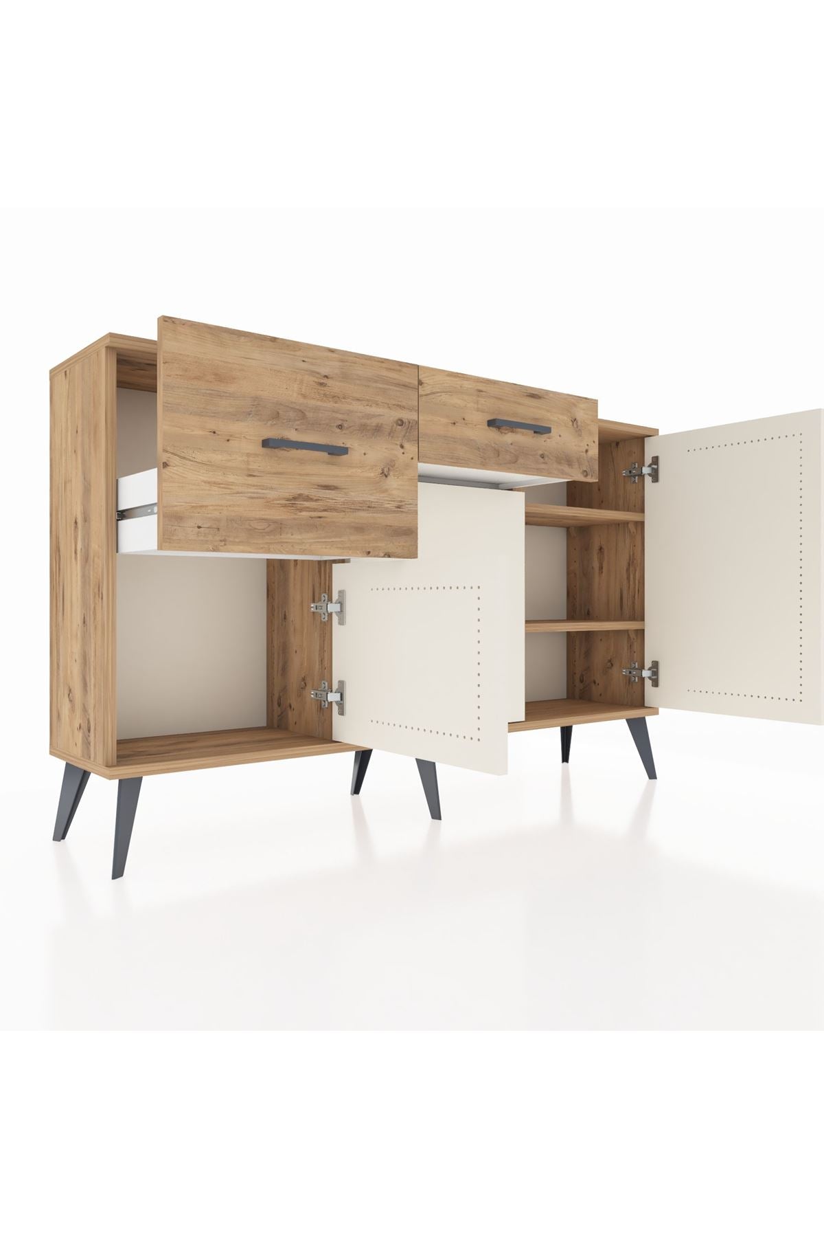 Arges Konsol 3 Raflı 2 Çekmeceli 3 Kapaklı 132x30x83 - S144M009V24A