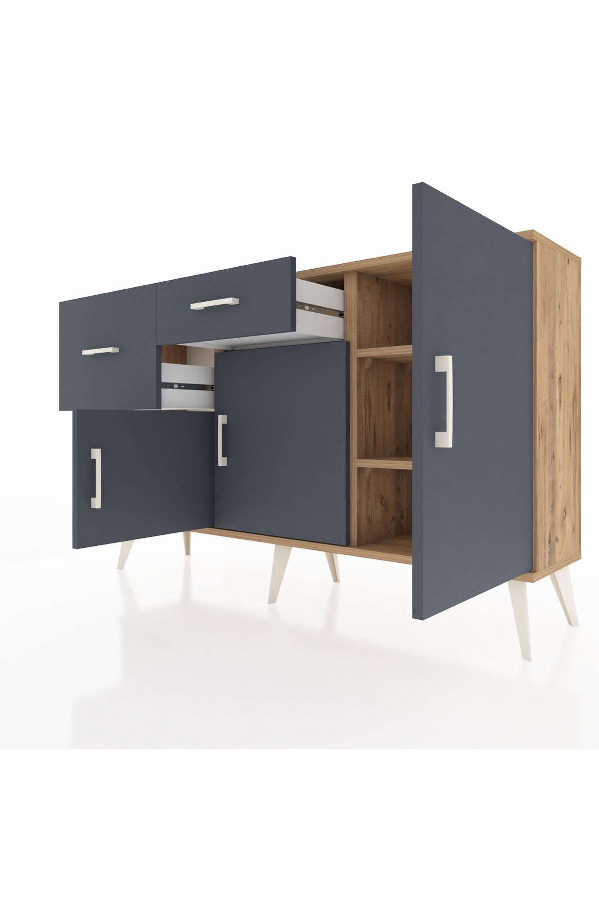 Arges Konsol 3 Raflı 2 Çekmeceli 3 Kapaklı 132x30x83 - S144M009V26A